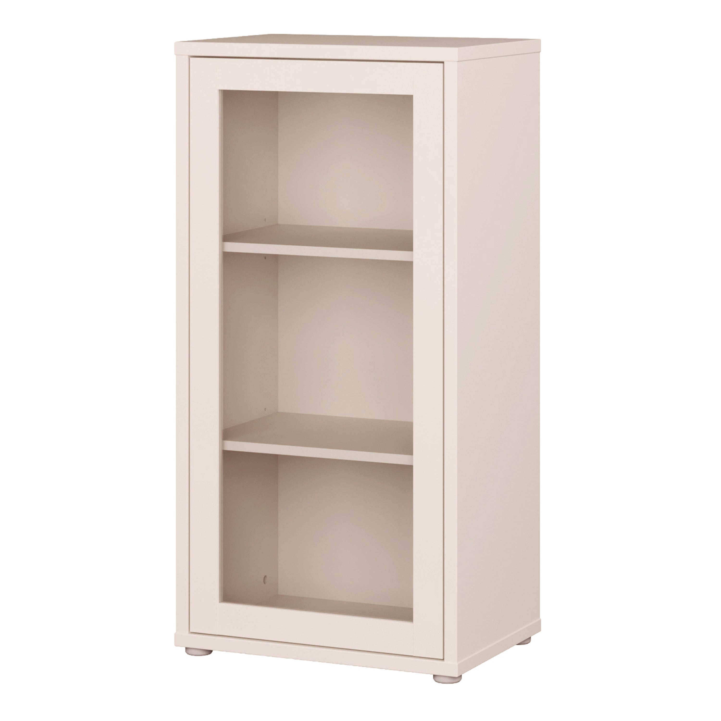 Alice Springs Low Glass Fronted Cabinet with Push-to-Open Door in Sand