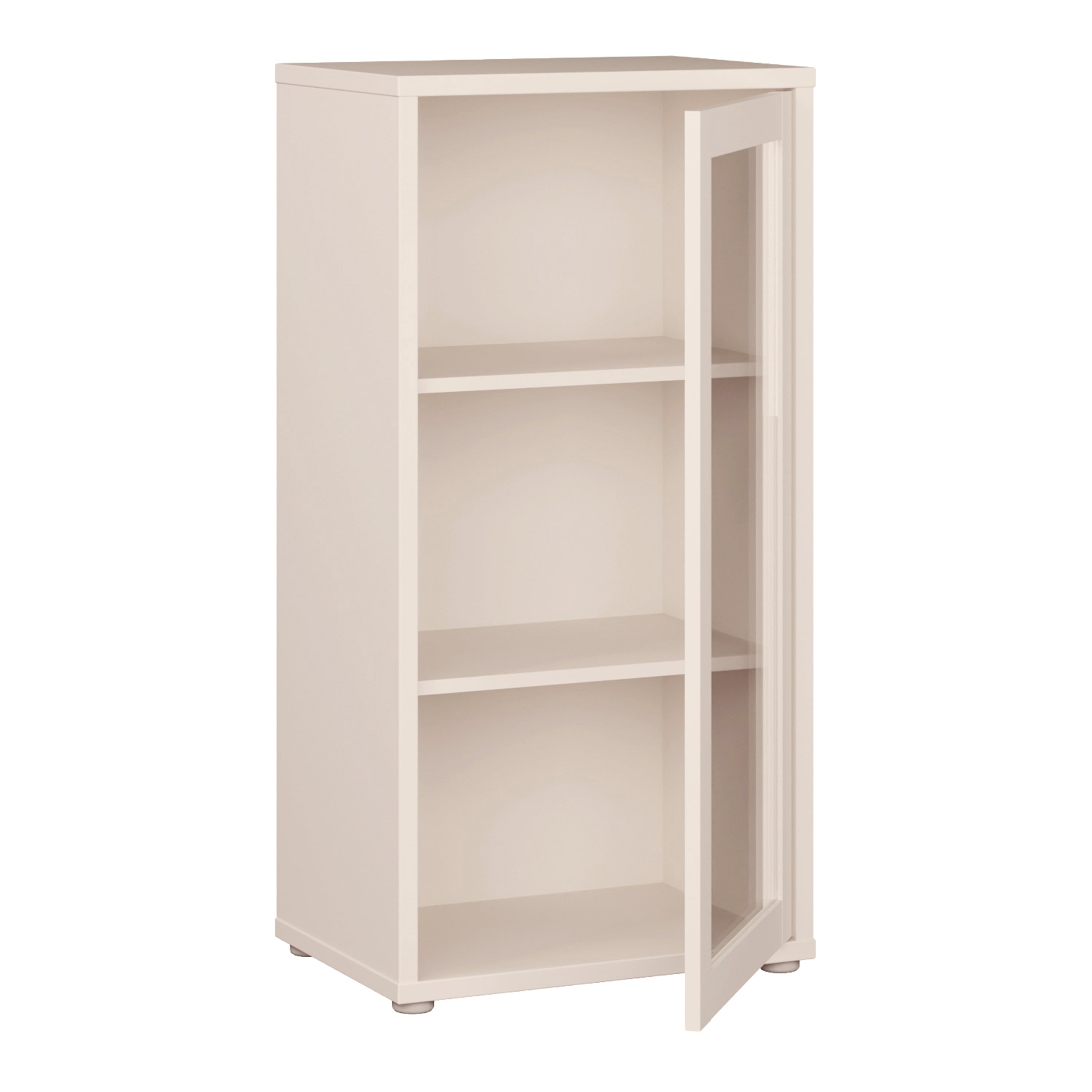 Alice Springs Low Glass Fronted Cabinet with Push-to-Open Door in Sand