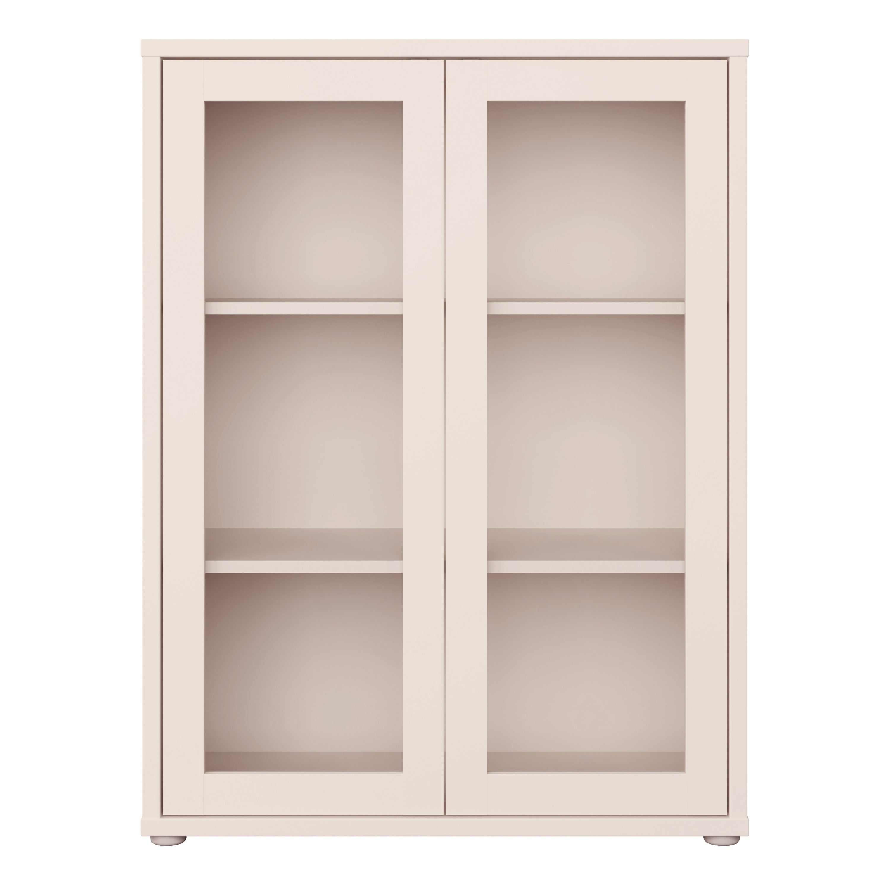 Alice Springs Low Glass Fronted Cabinet with 2 Push-to-Open Doors in Sand
