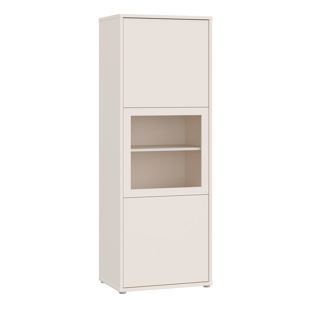 Alice Springs Narrow Display Cabinet with 3 Push-to-Open Doors in Sand