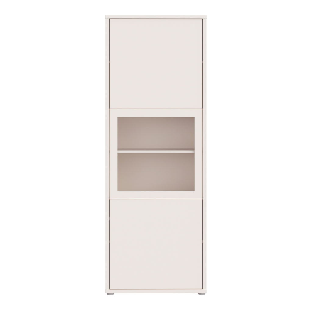 Alice Springs Narrow Display Cabinet with 3 Push-to-Open Doors in Sand
