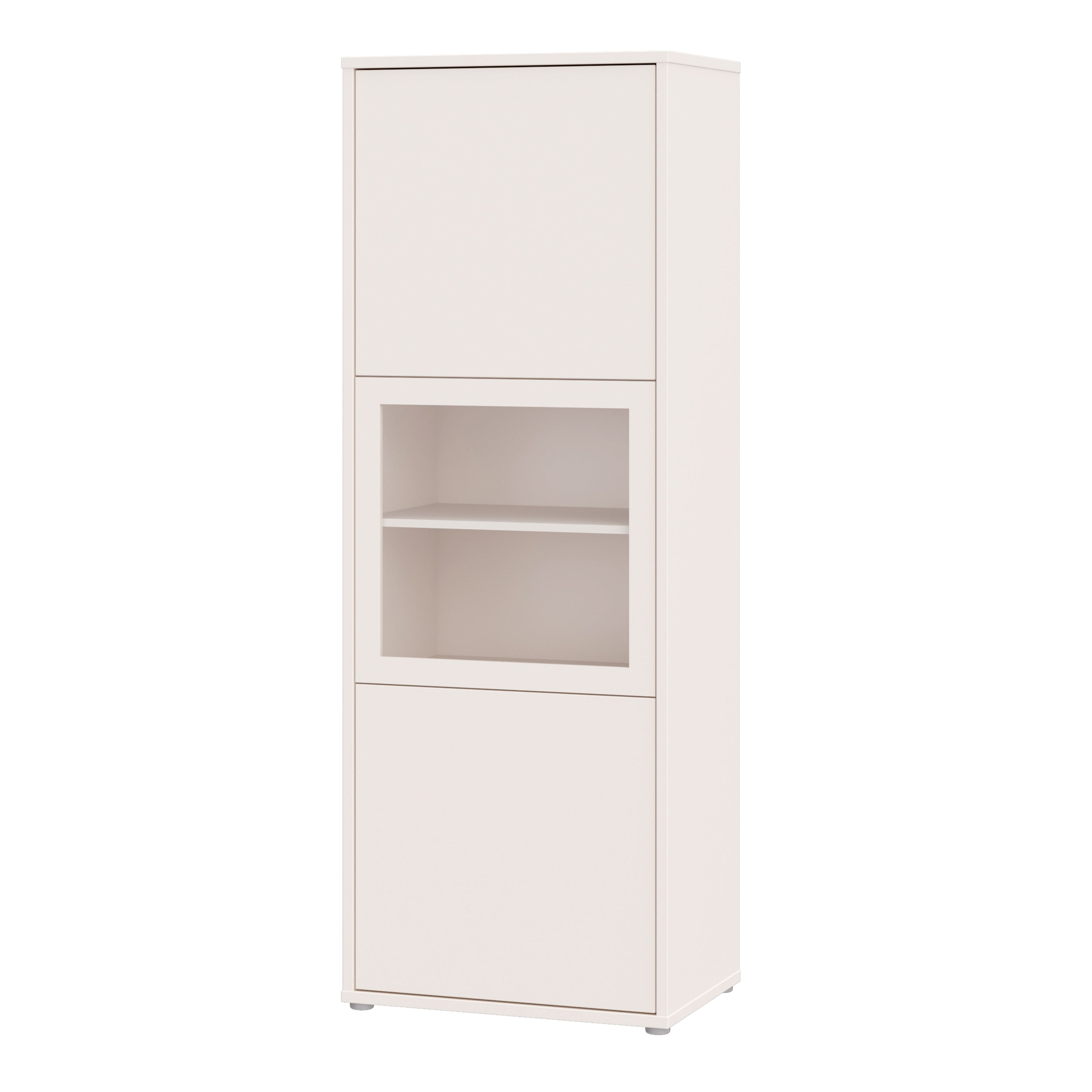 Alice Springs Narrow Display Cabinet with 3 Push-to-Open Doors in Sand