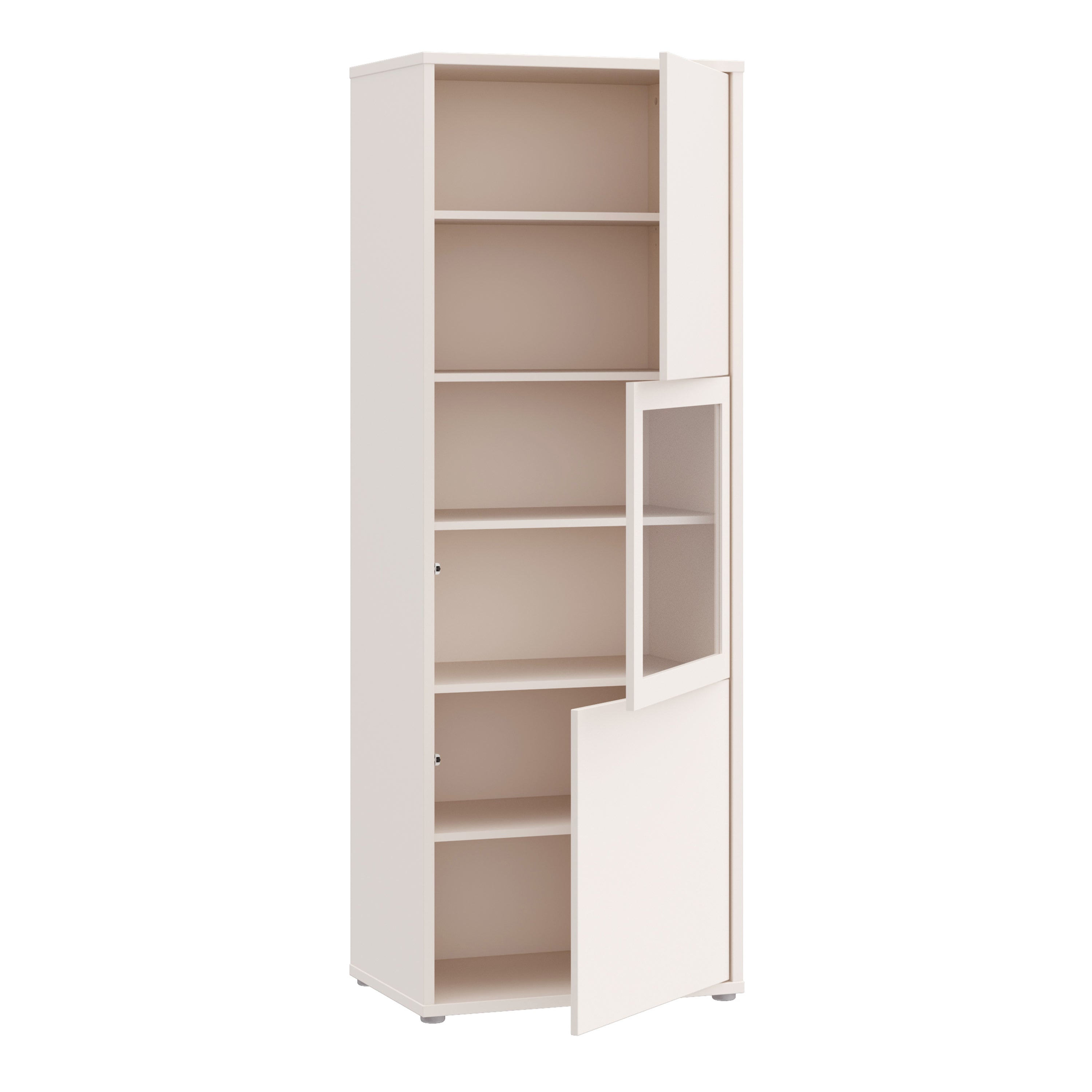 Alice Springs Narrow Display Cabinet with 3 Push-to-Open Doors in Sand