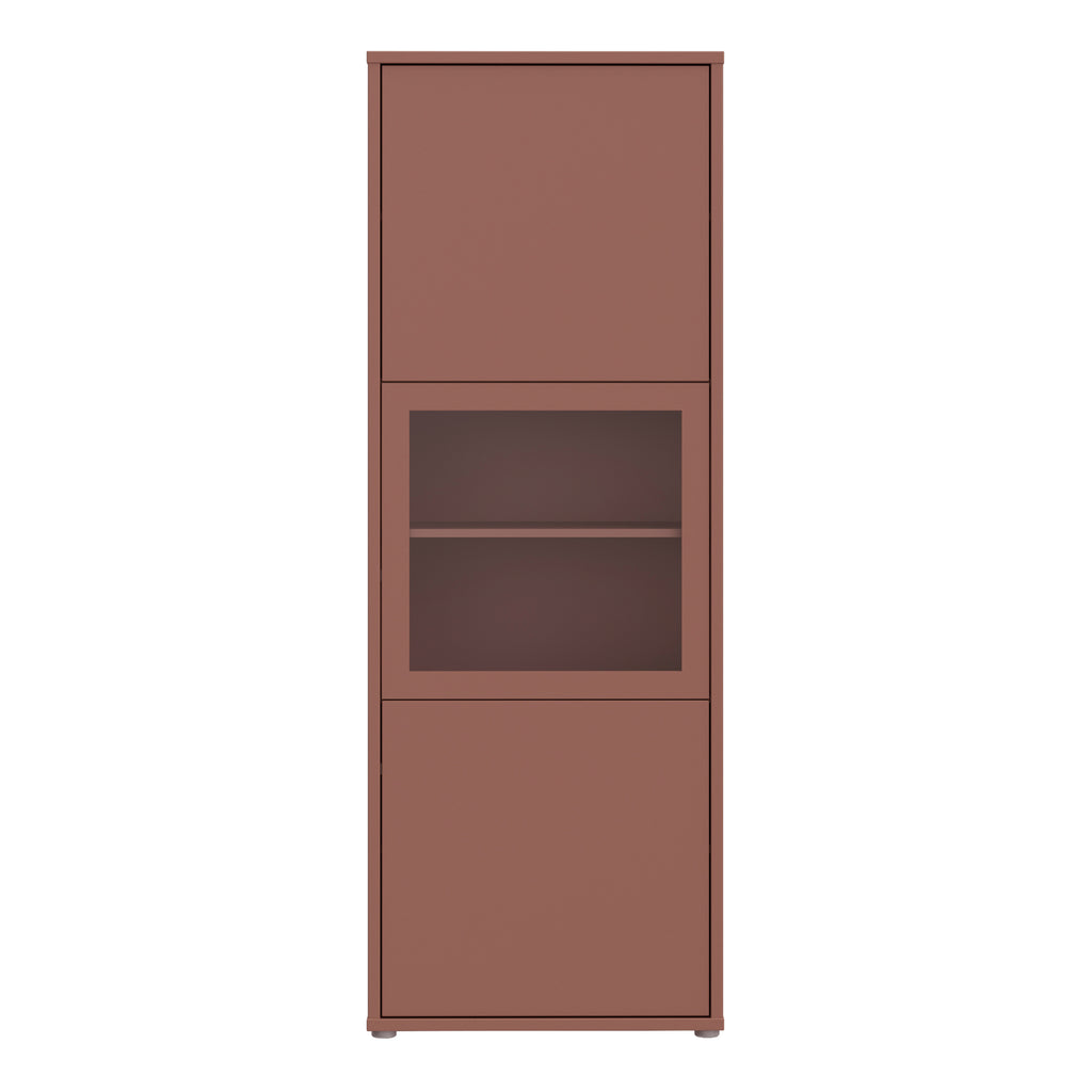 Alice Springs Narrow Display Cabinet with 3 Push-to-Open Doors in Terracotta