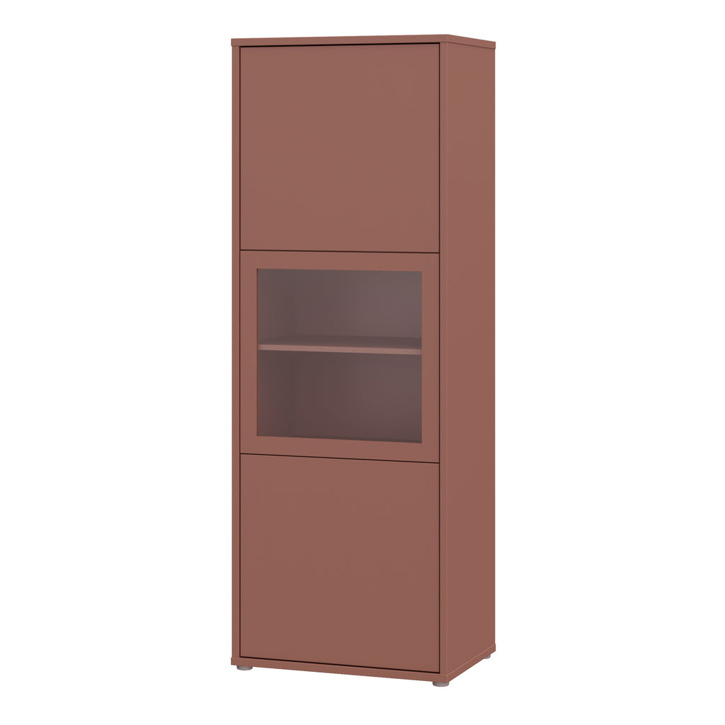 Alice Springs Narrow Display Cabinet with 3 Push-to-Open Doors in Terracotta