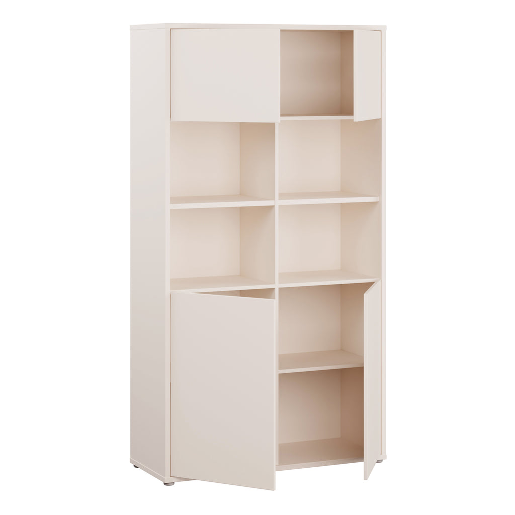 Alice Springs Wide Storage Cabinet 4 Doors Push-to-Open & 2 Central Shelves Sand