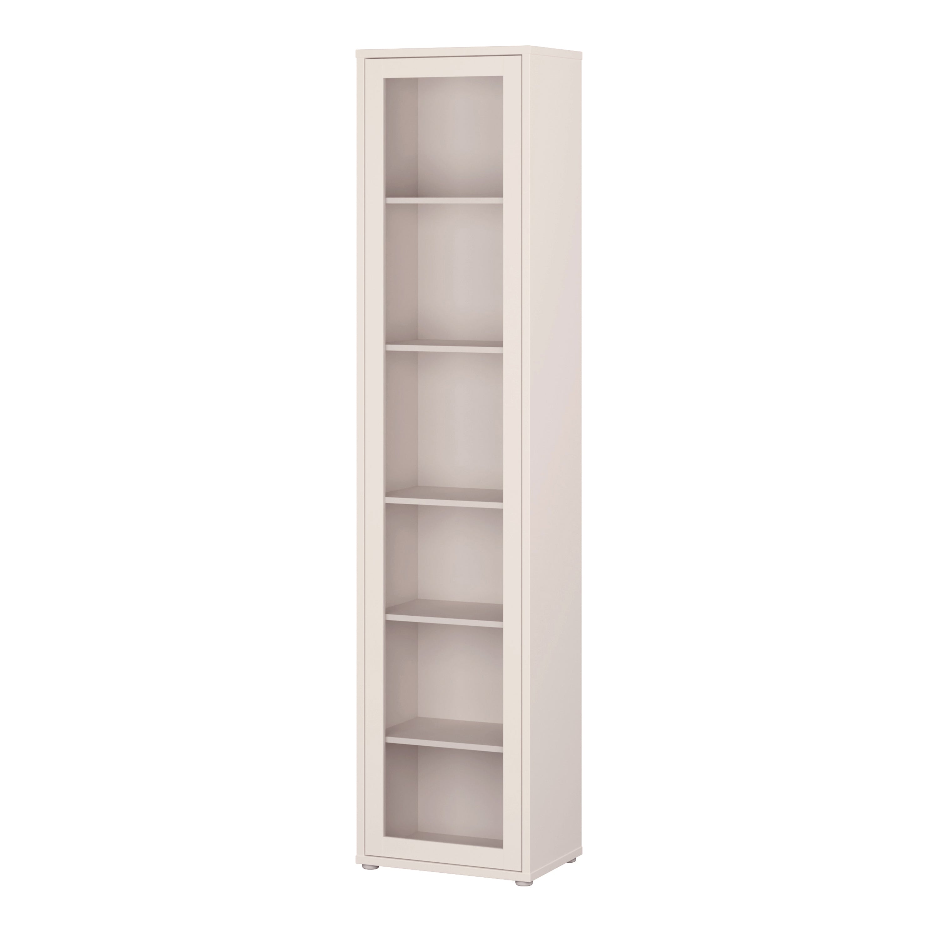 Alice Springs Slim Tall Display Cabinet with 1 Glass Door Push-to-Open & 5 Shelves in Sand