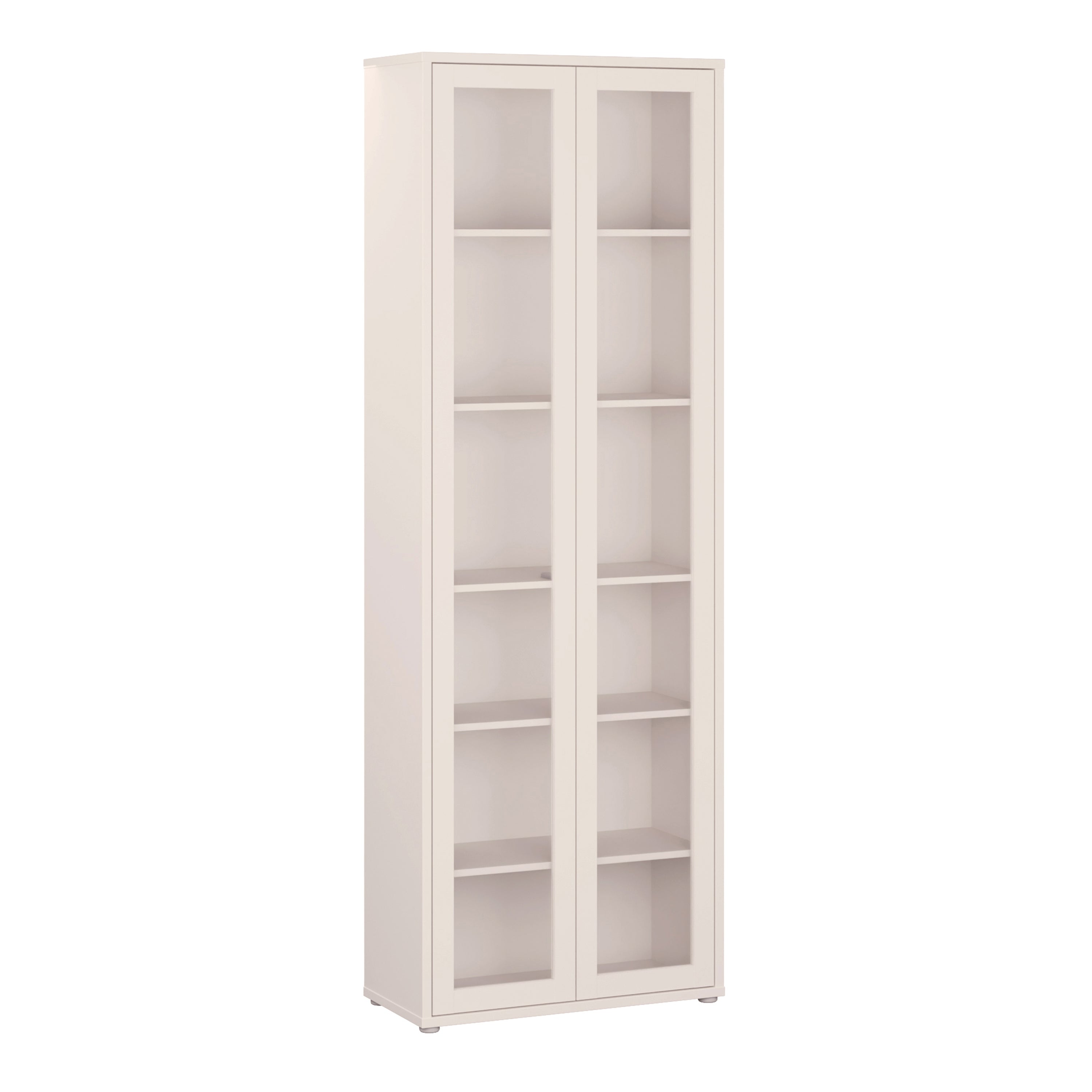 Alice Springs Slim Tall Display Cabinet with 2 Glass Doors Push-to-Open & 5 Shelves in Sand