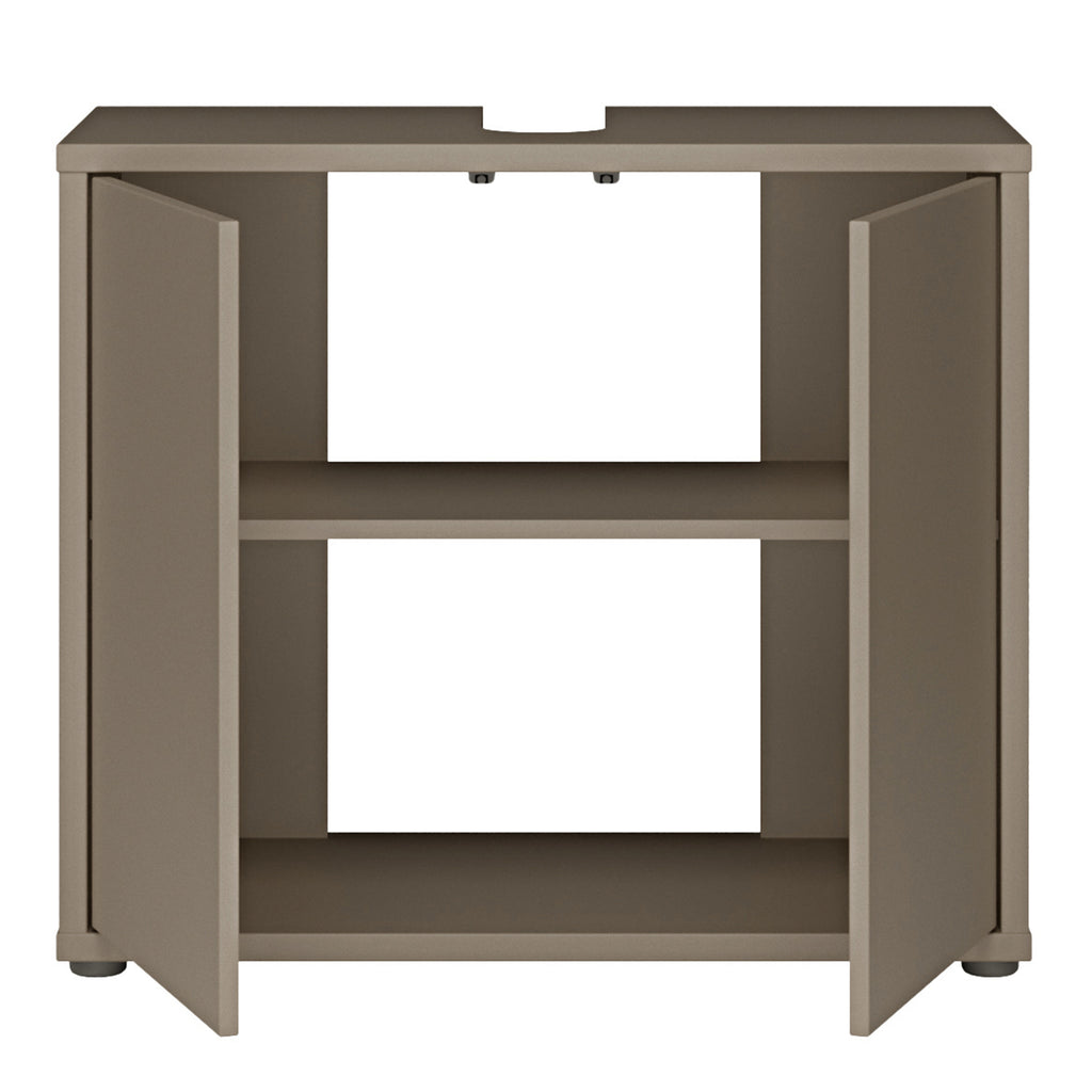 Alice Springs Under Sink Bathroom Cabinet with 2 Doors Push-to-Open in Taupe