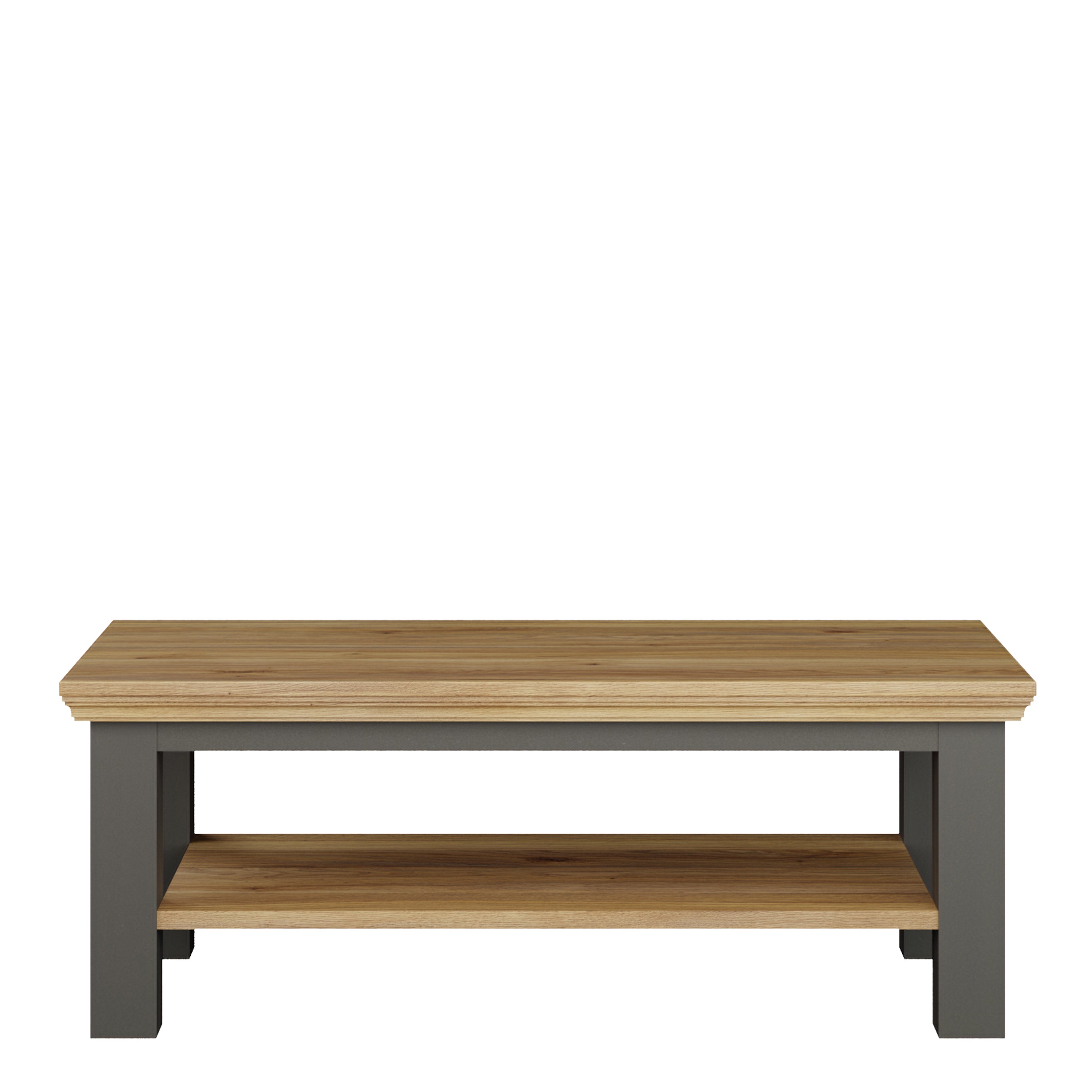 Pontypool Large Rectangular Coffee Table with Shelf in Grey and Mauvella Oak