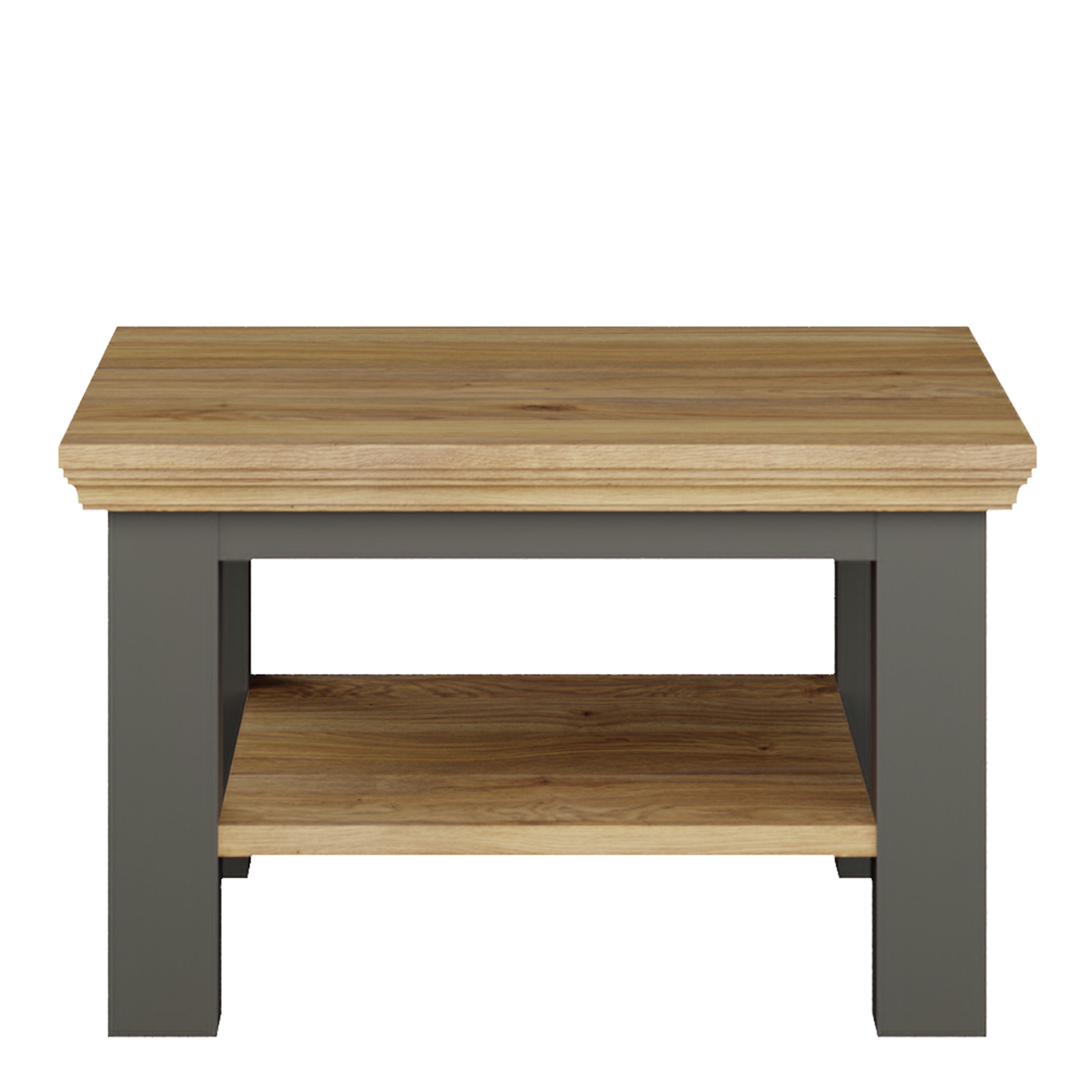 Pontypool Small Coffee Table with Shelf in Wolfram Grey and Mauvella Oak