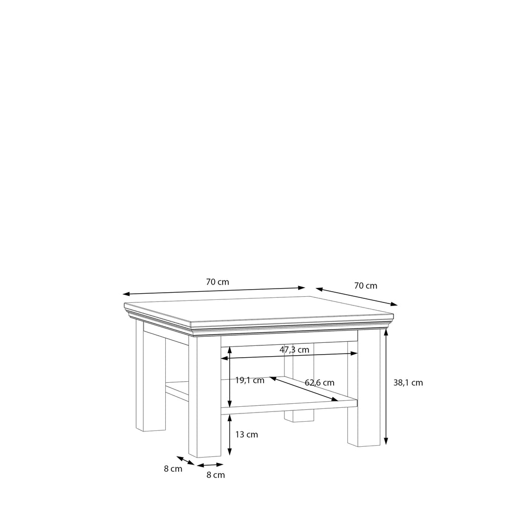 Pontypool Small Coffee Table with Shelf in Wolfram Grey and Mauvella Oak