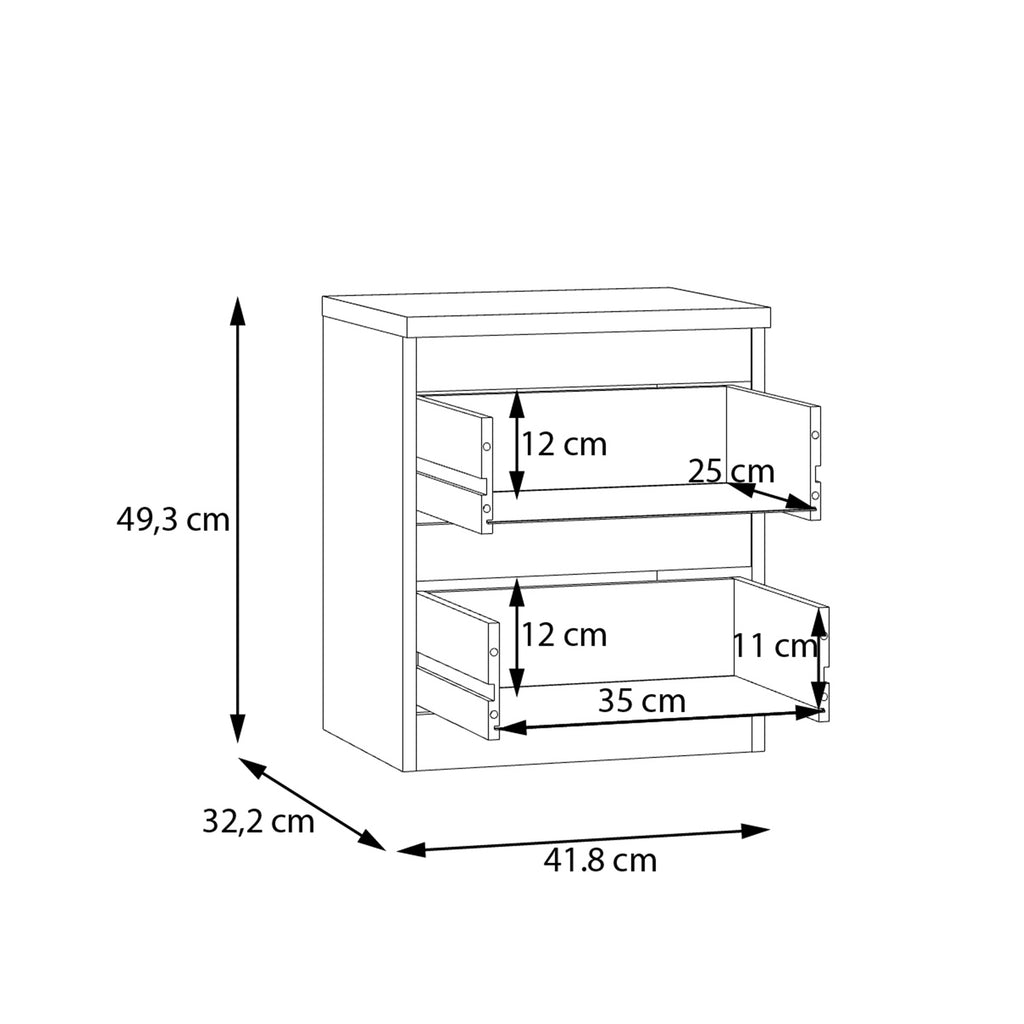 Edmore 2 Drawer Bedside Table in Sonoma Oak