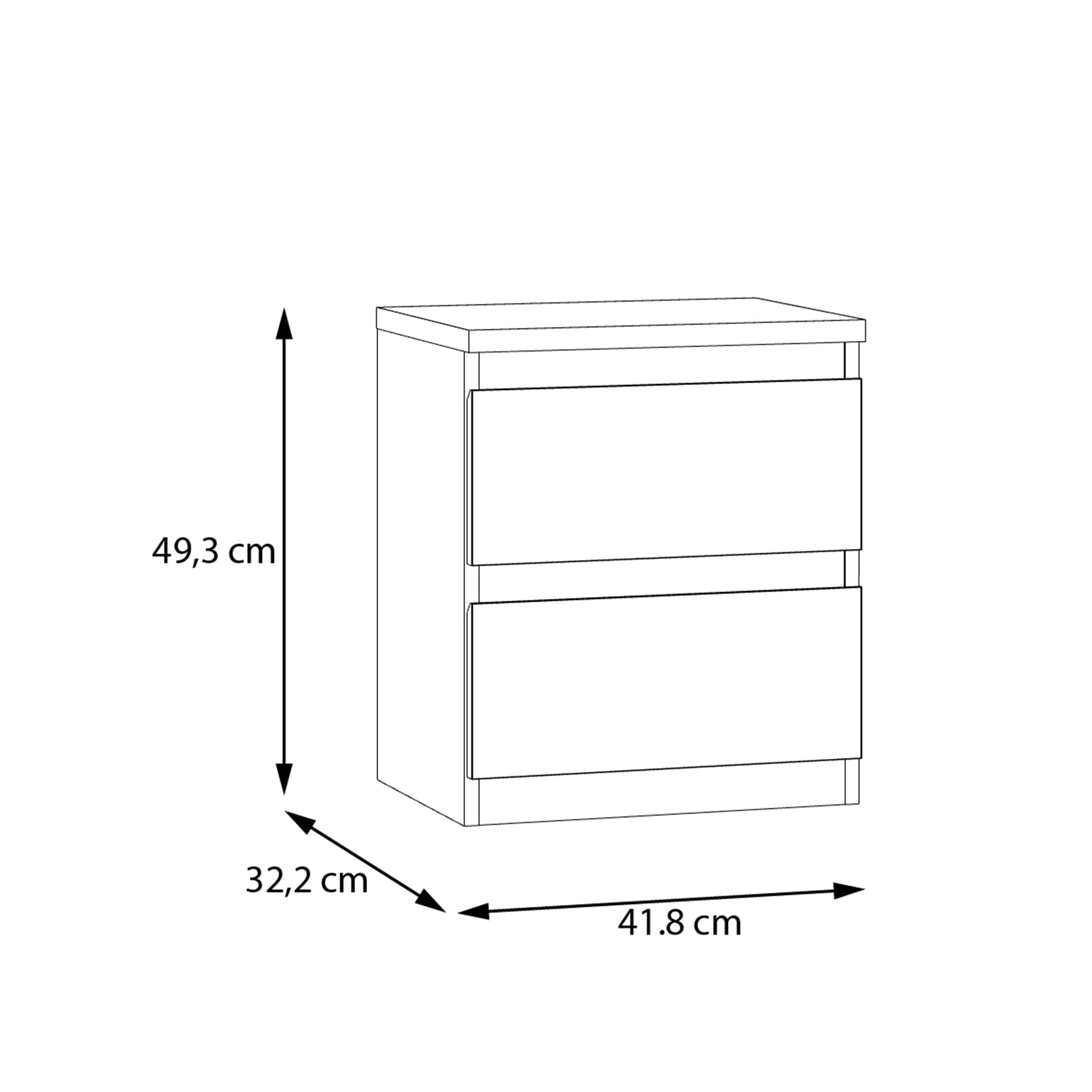 Edmore 2 Drawer Bedside Table in Sonoma Oak
