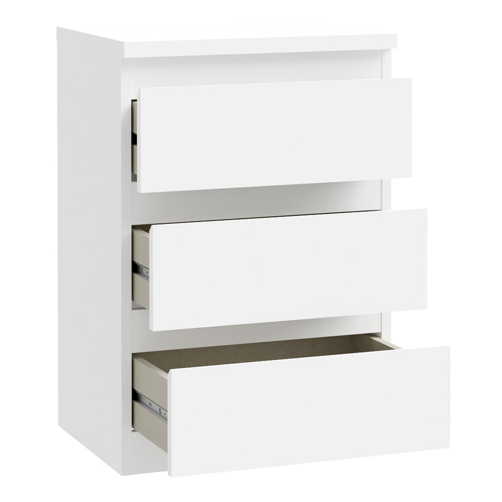 Edmore 3 Drawer Bedside Chest in White