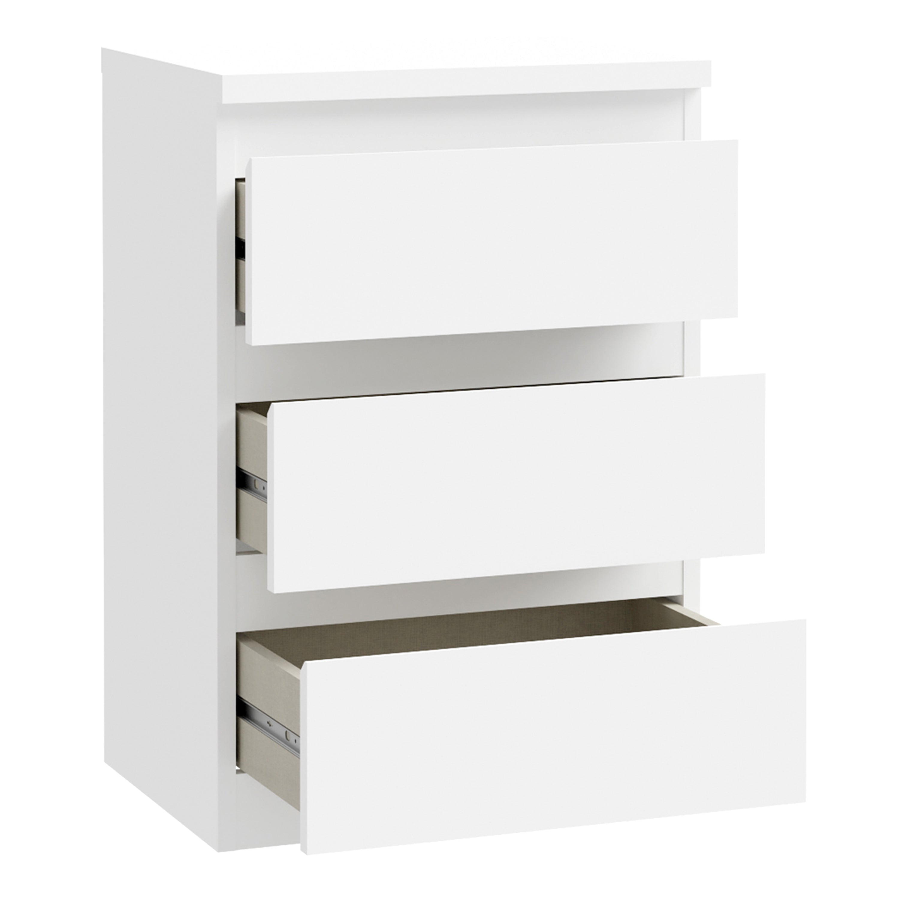 Edmore 3 Drawer Bedside Chest in White