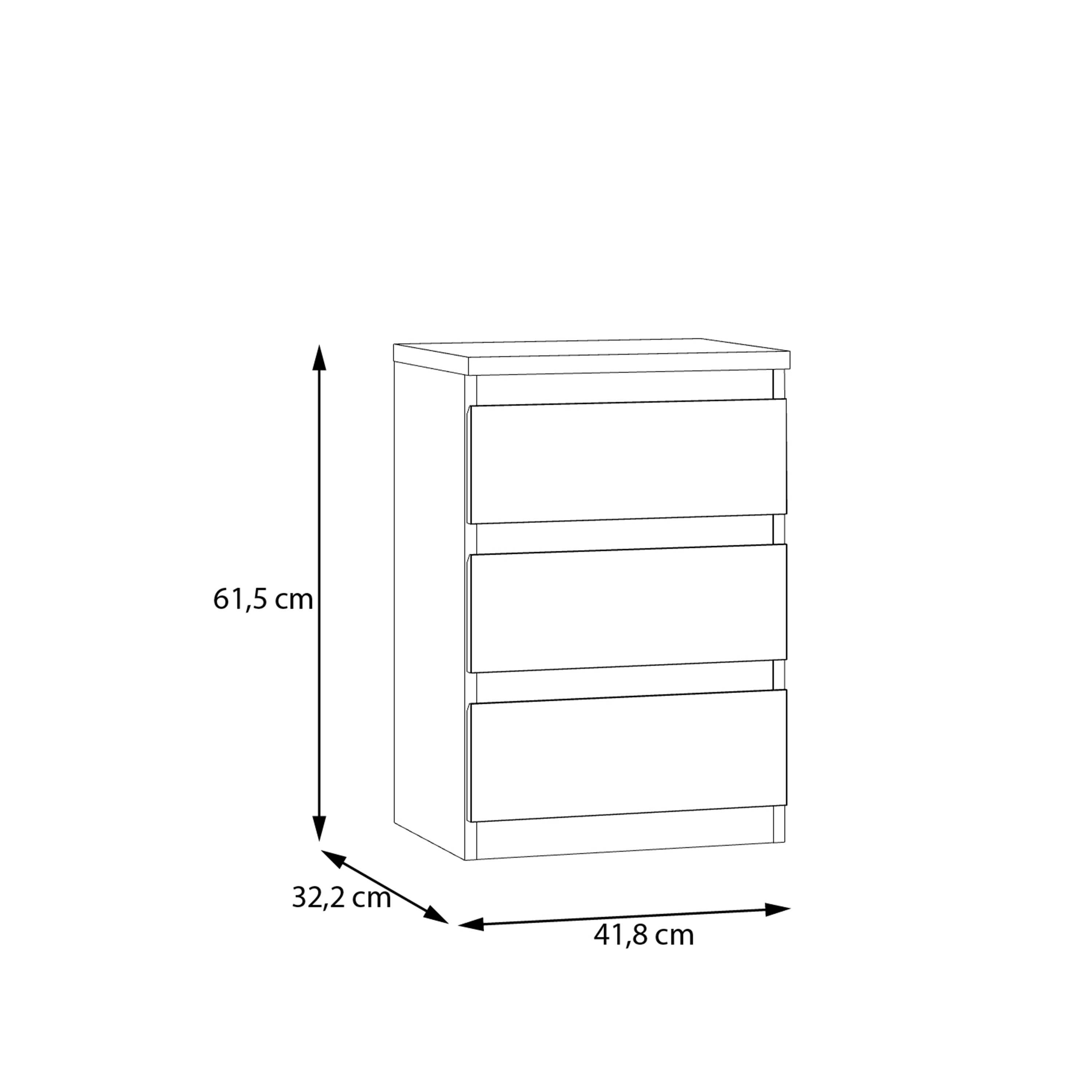 Edmore 3 Drawer Bedside Chest in Light Grey