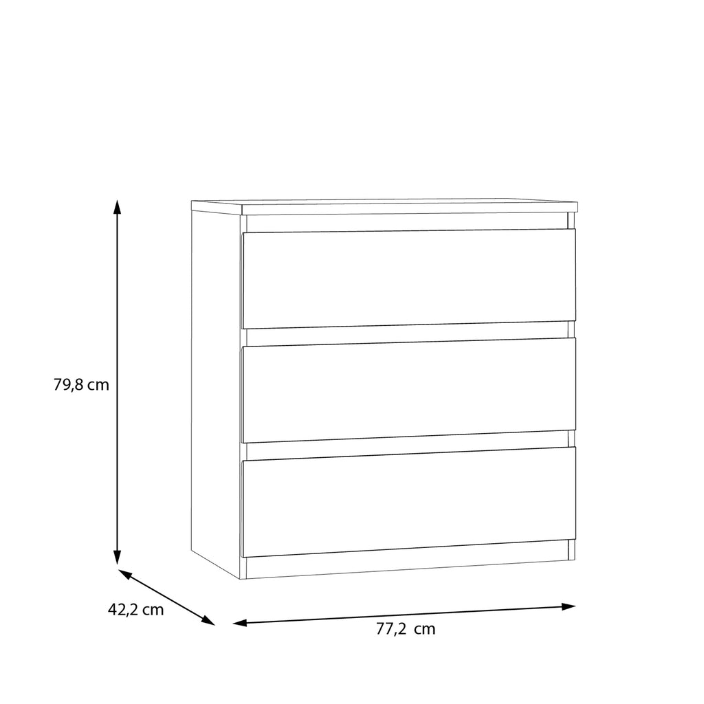 Edmore 3 Drawer Chest in Light Grey