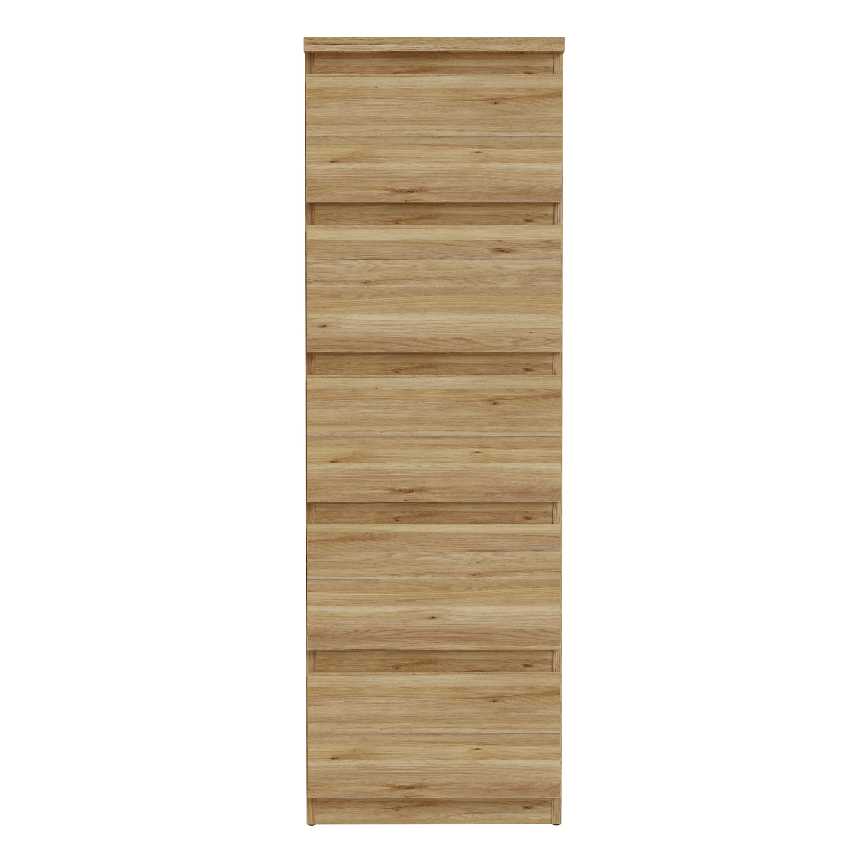 Edmore 5 Drawer Tall Narrow Chest in Mauvella Oak