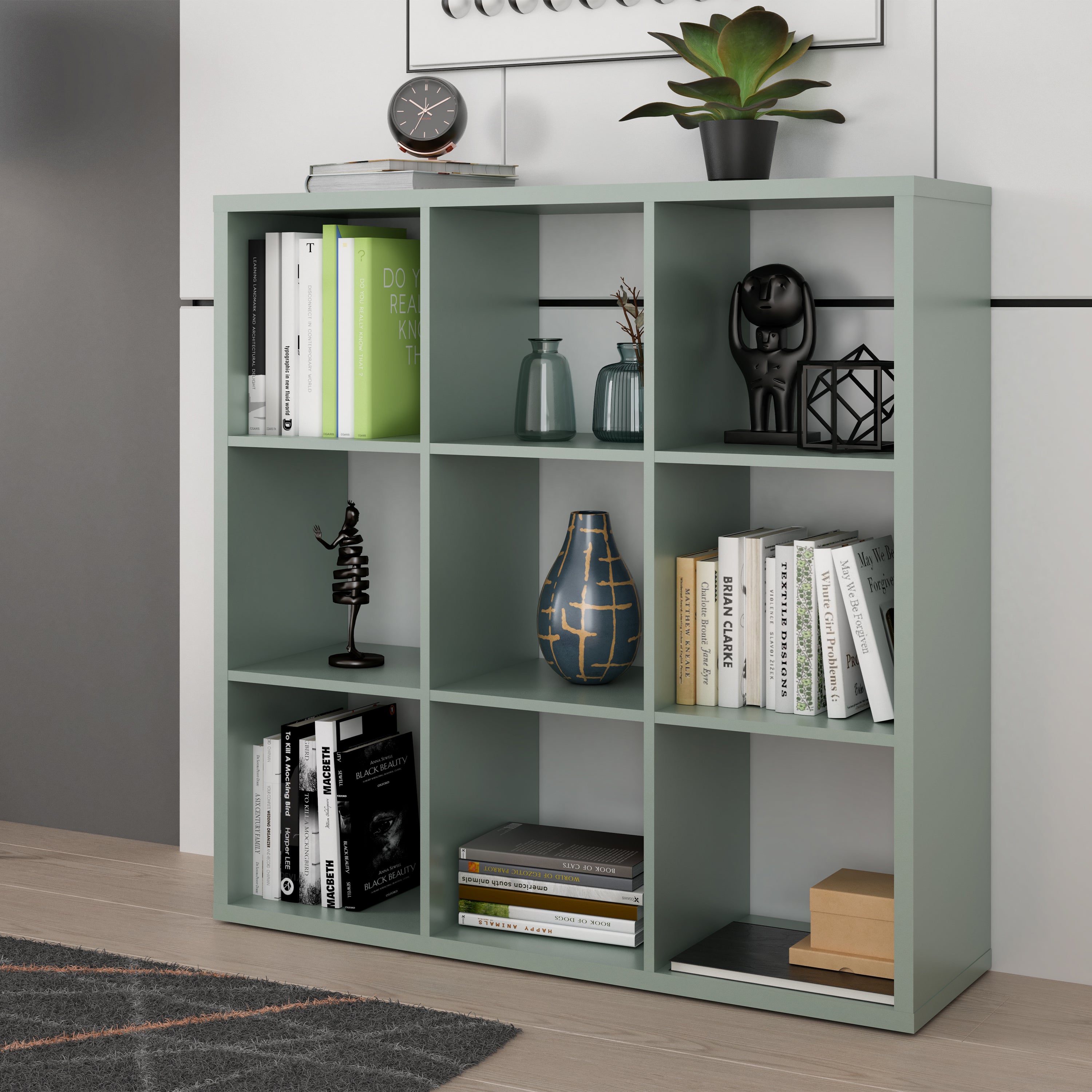 Mauro 3x3 Storage Unit in Sage Green