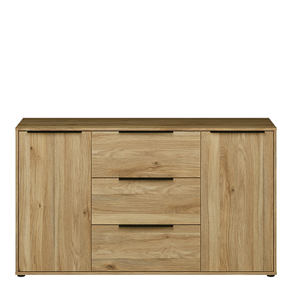 Orkney 3 Drawer Sidebaord with 2 Doors in Mauvella Oak