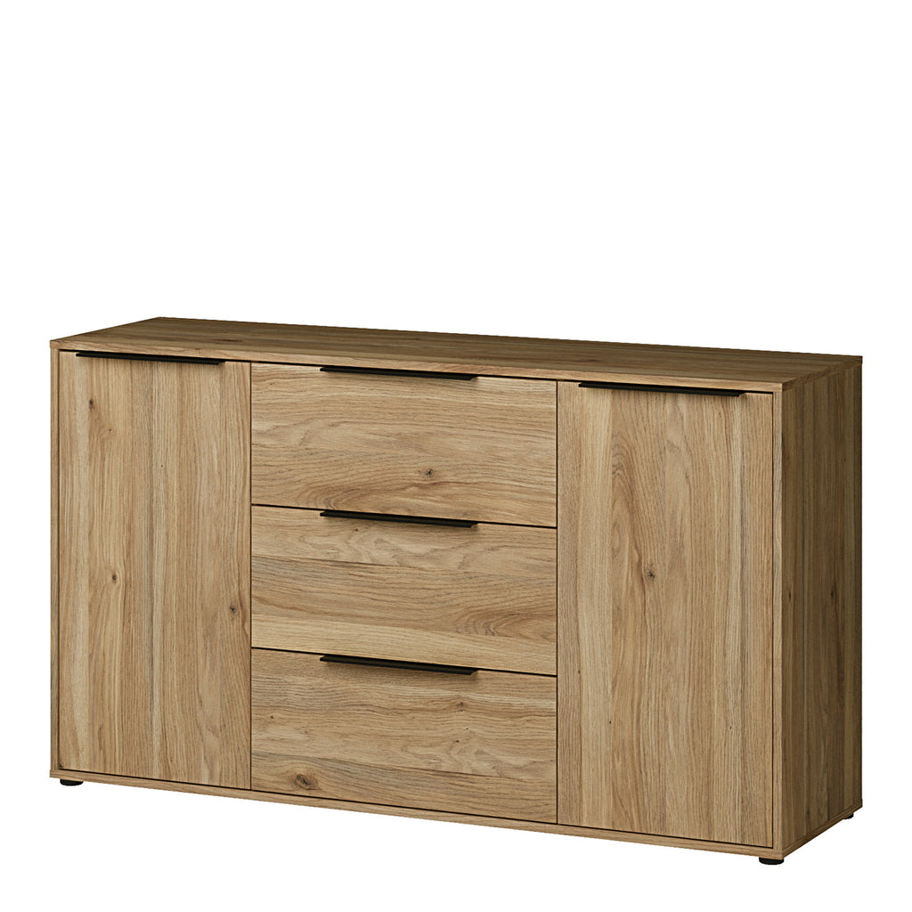 Orkney 3 Drawer Sidebaord with 2 Doors in Mauvella Oak