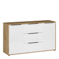 Orkney 3 Drawer Sideboard with 2 Doors in Mauvella Oak and White Gloss