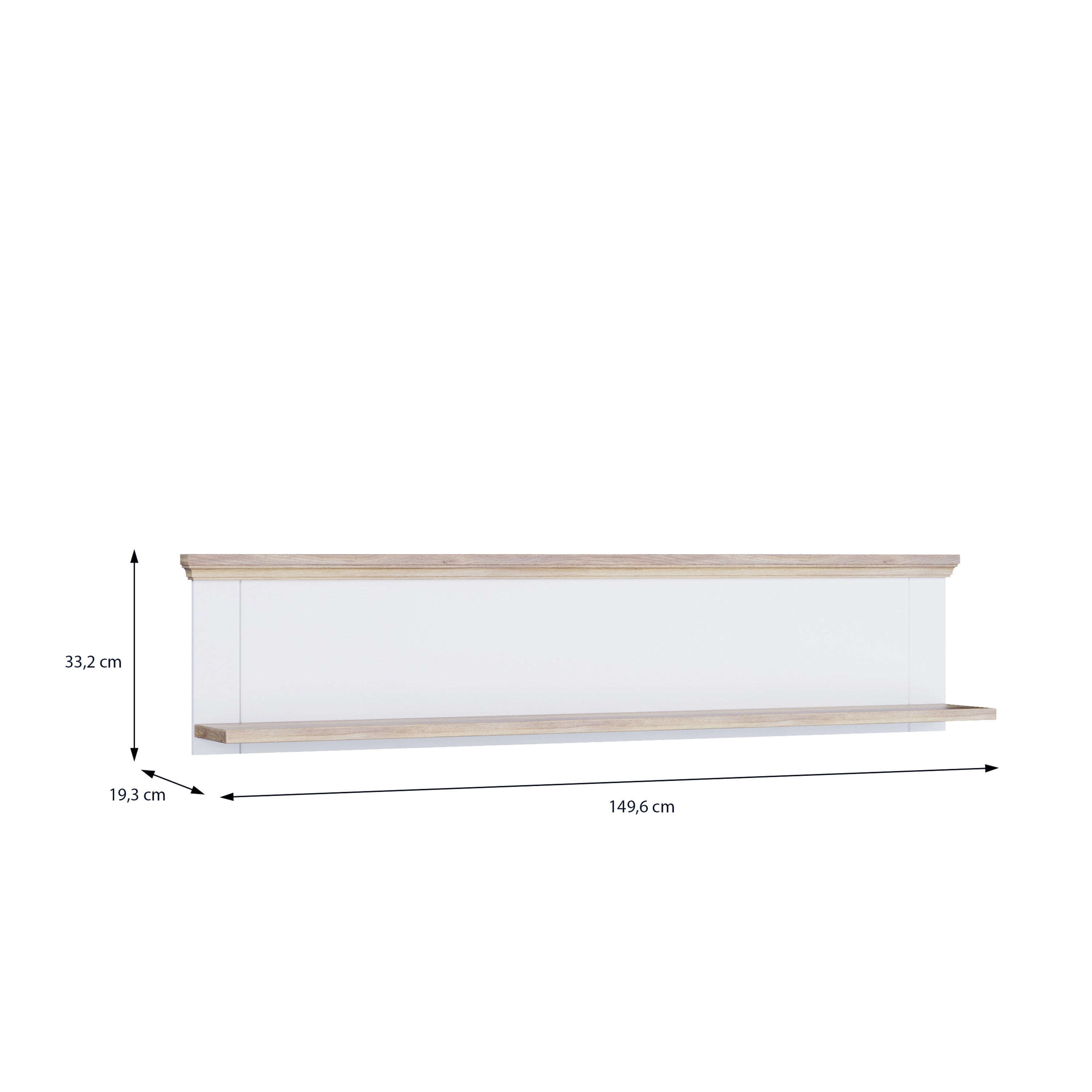 Pontypool Wall Shelf in White and Riva Oak