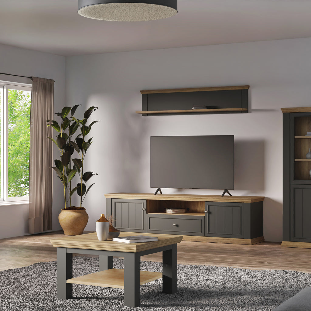 Pontypool Wall Shelf in Grey and Mauvella Oak