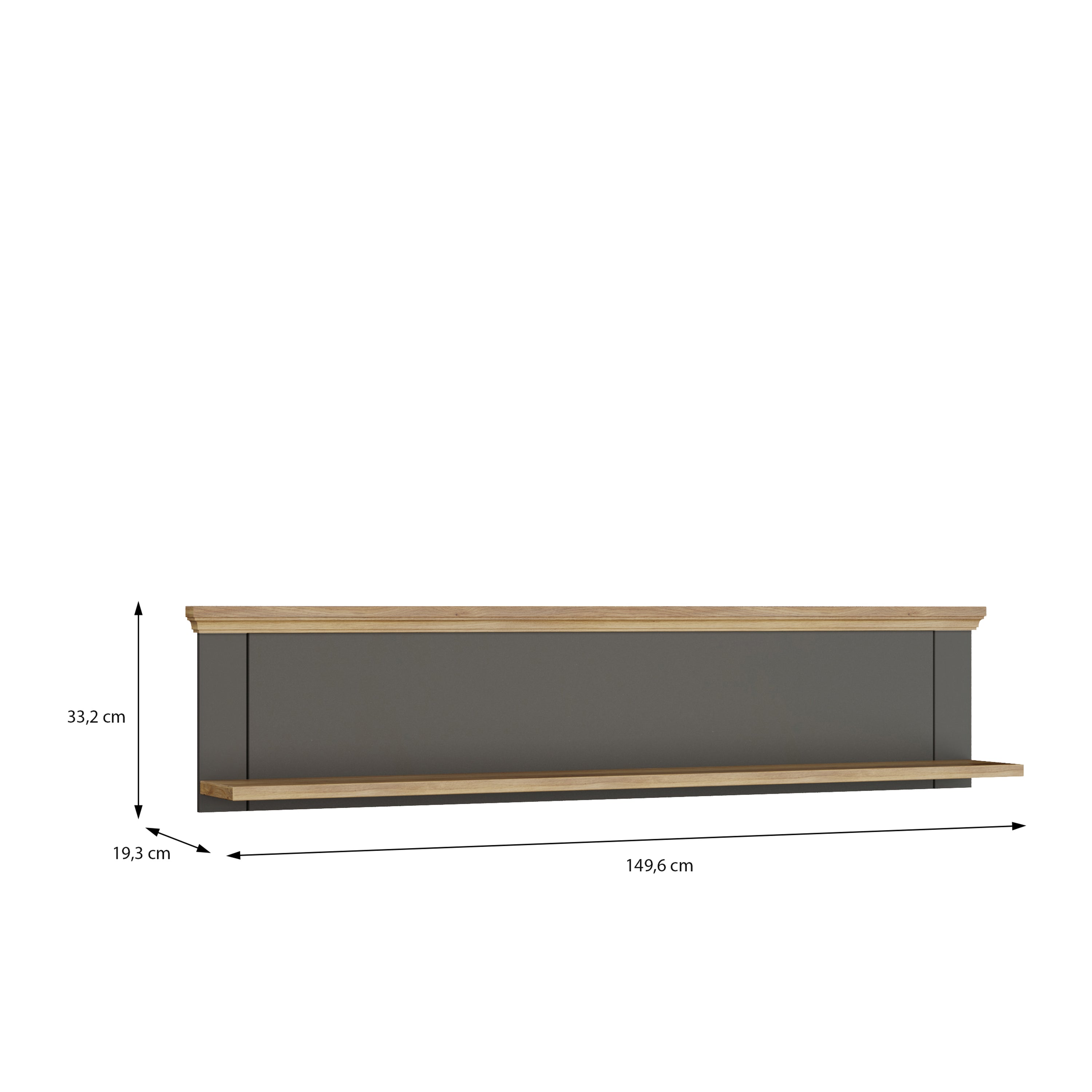 Pontypool Wall Shelf in Grey and Mauvella Oak