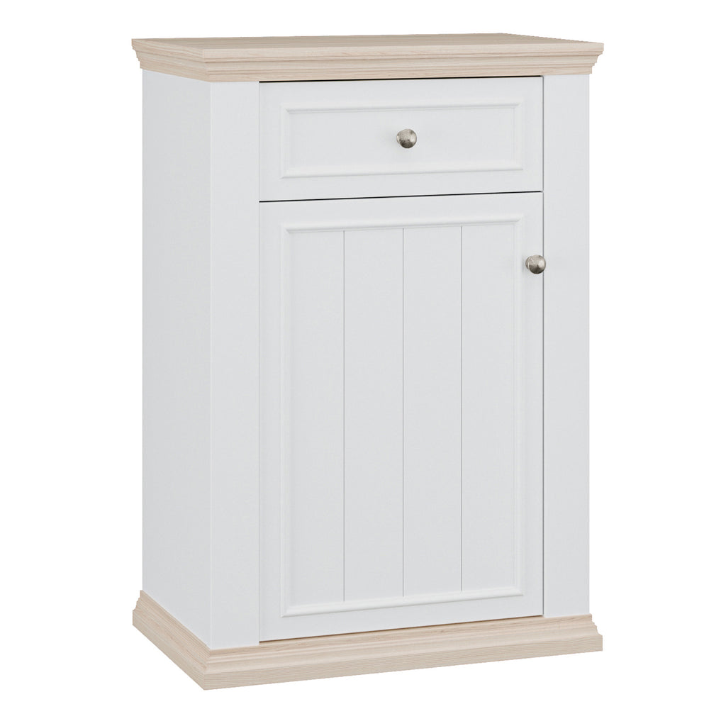 Pontypool Shoe Cabinet with Drawer in White and a Riva Oak