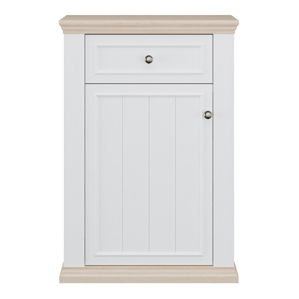 Pontypool Shoe Cabinet with Drawer in White and a Riva Oak