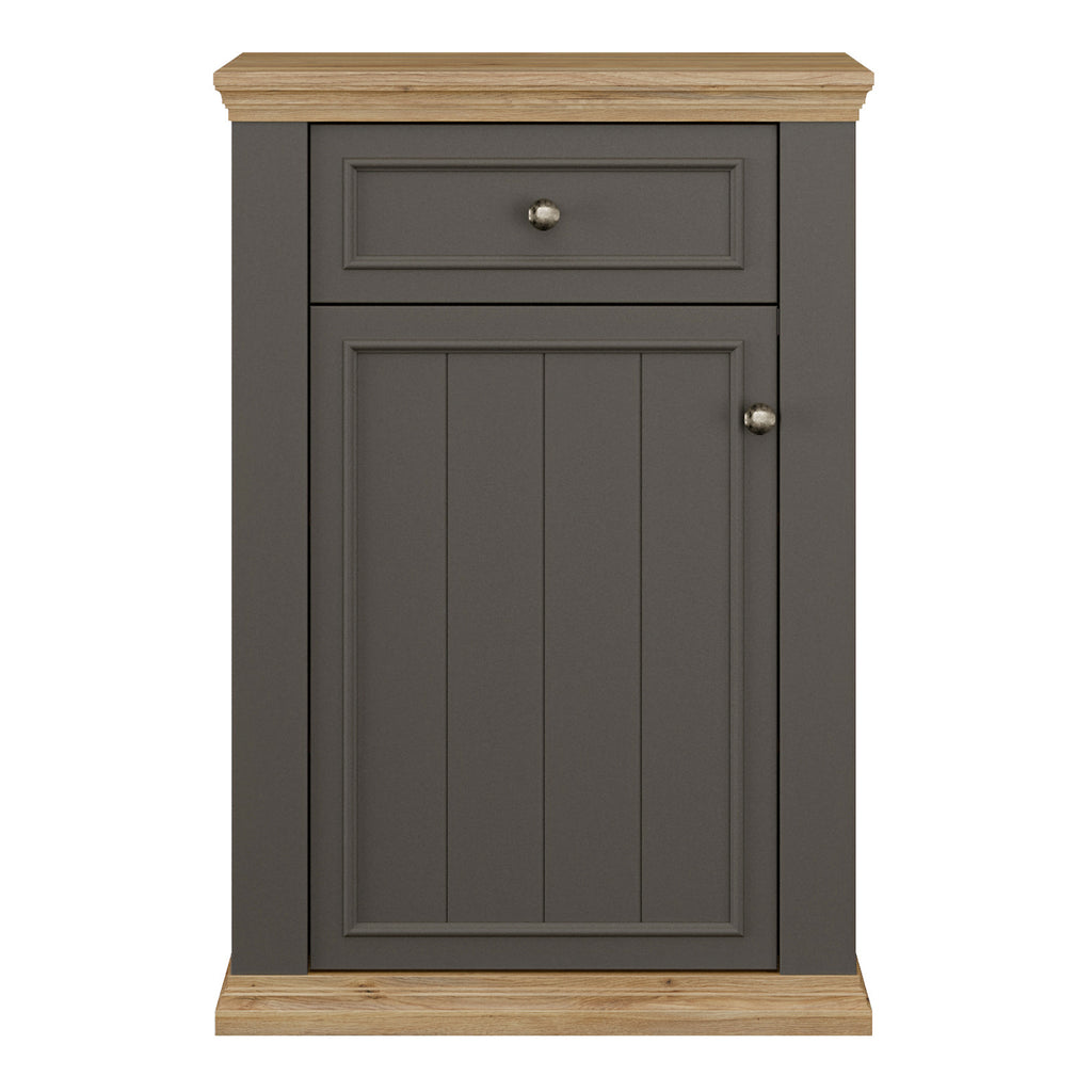 Pontypool Shoe Cabinet with Drawer in Grey and Mauvella Oak