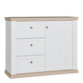 Pontypool 3 Drawer & 1 Door Sideboard in White and Riva Oak
