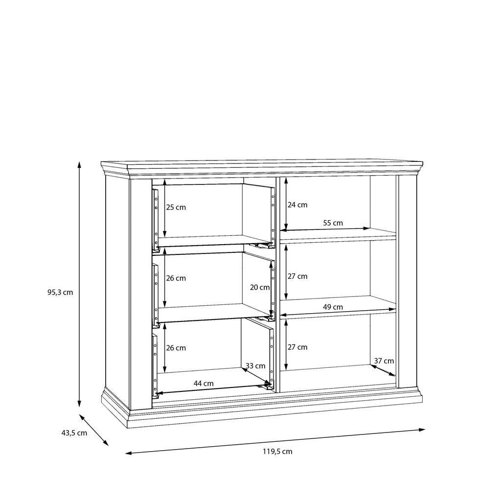 Pontypool 3 Drawer & 1 Door Sideboard in White and Riva Oak