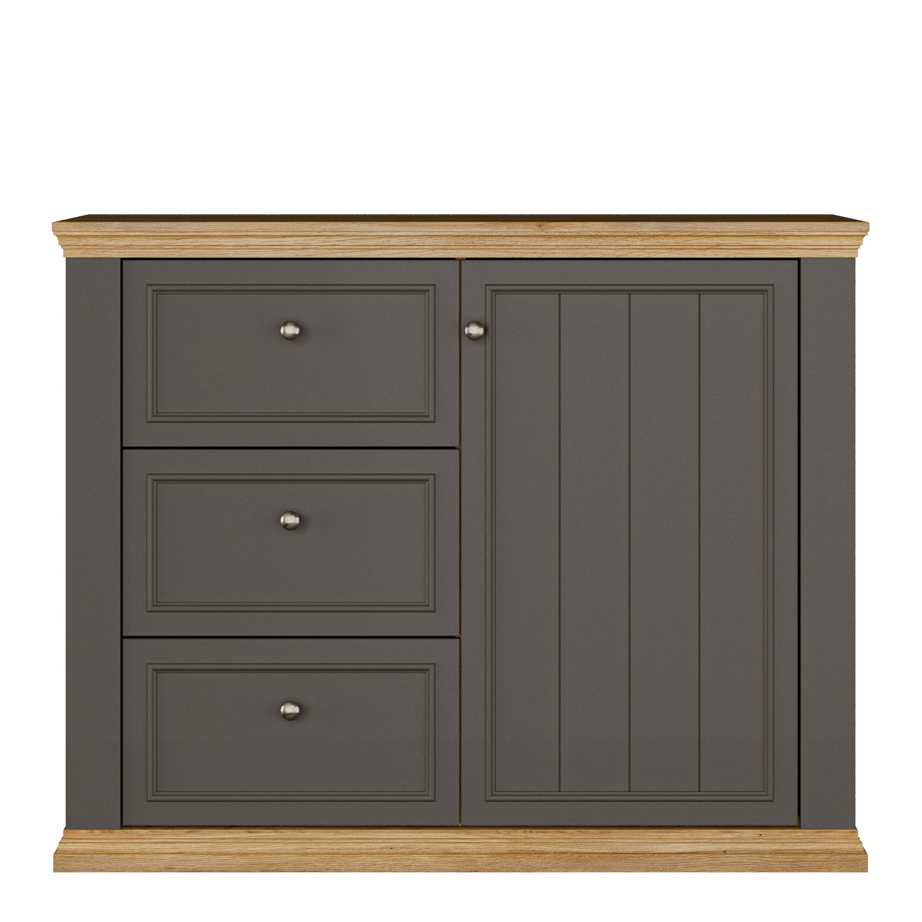 Pontypool 3 Drawer & 1 Door Sideboard in Grey and Mauvella Oak