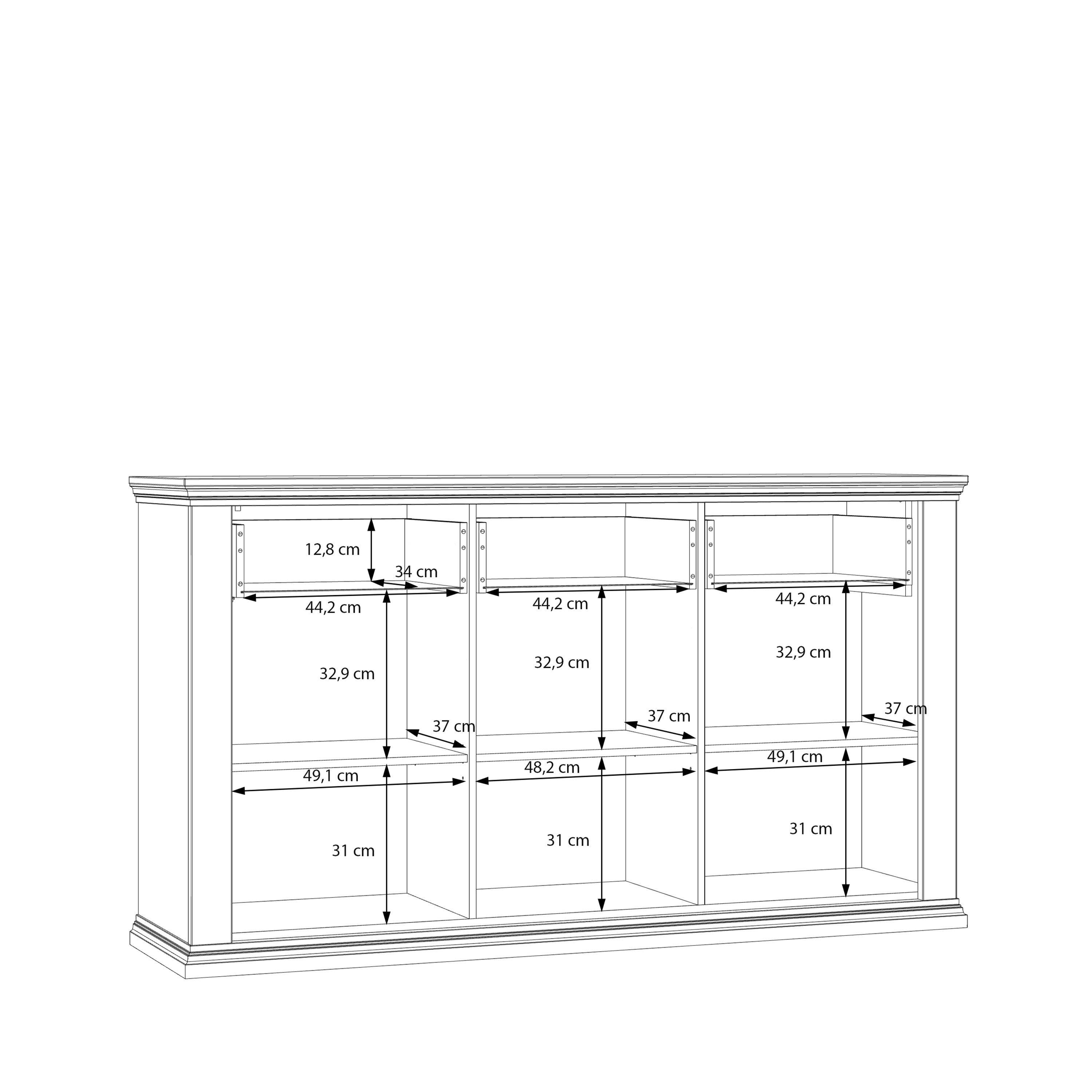 Pontypool 3 Drawer & 3 Door Sideboard in Grey and Mauvella Oak