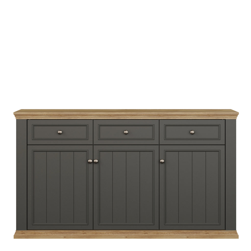 Pontypool 3 Drawer & 3 Door Sideboard in Grey and Mauvella Oak