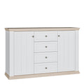 Pontypool 4 Drawer & 2 Door Sideboard in White and Riva Oak