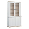 Pontypool 4 Door Display Cabinet in White and Riva Oak