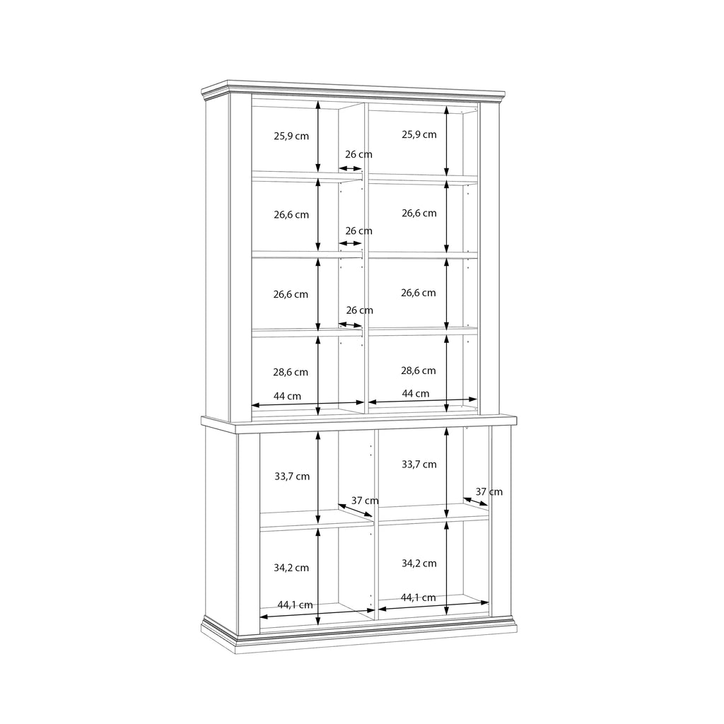 Pontypool 4 Door Display Cabinet in Grey and Mauvella Oak