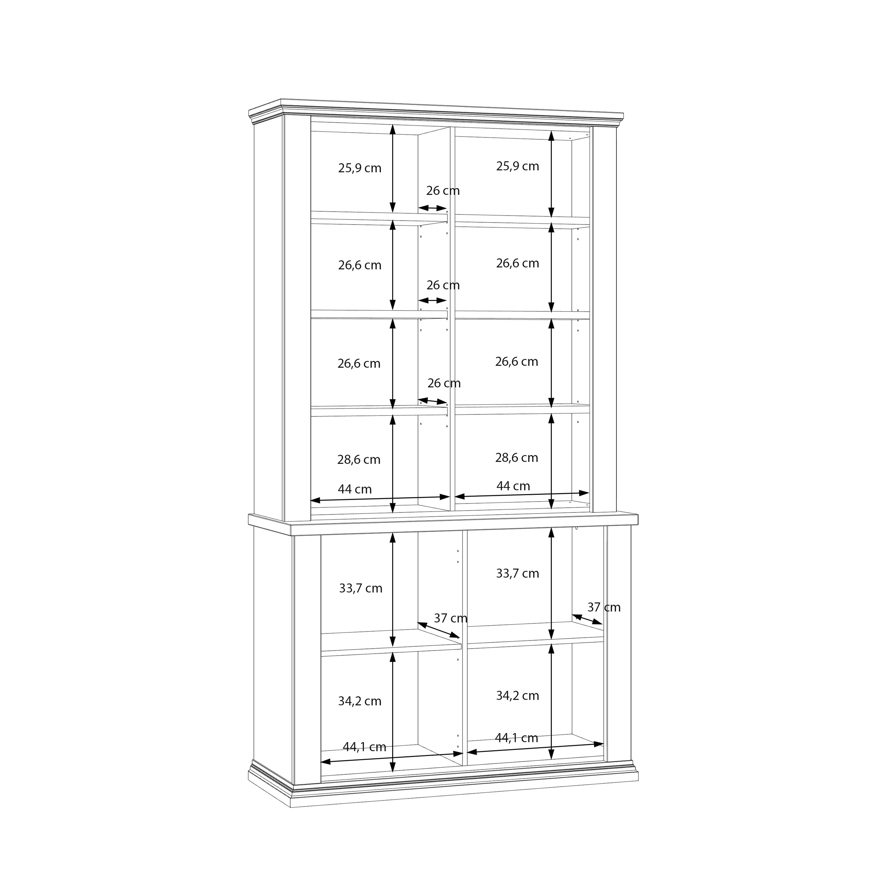 Pontypool 4 Door Display Cabinet in Grey and Mauvella Oak
