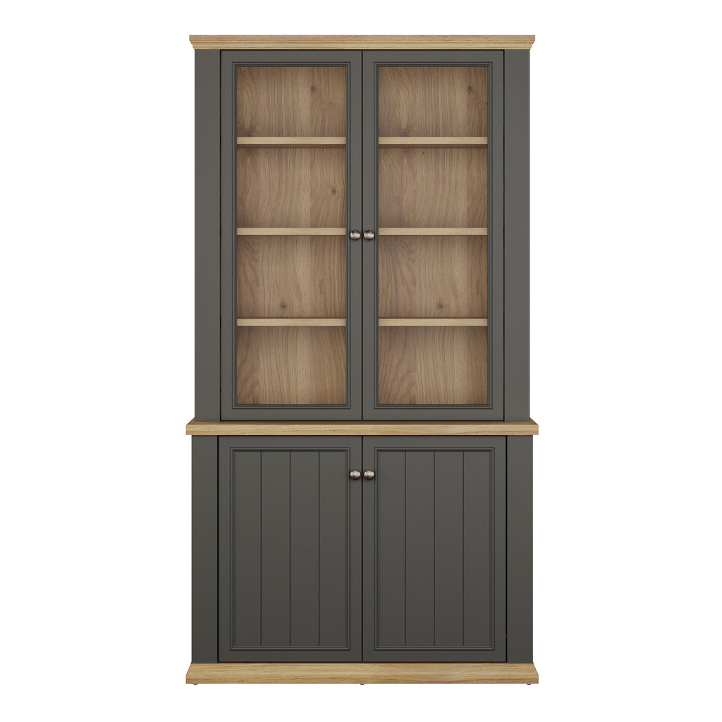 Pontypool 4 Door Display Cabinet in Grey and Mauvella Oak