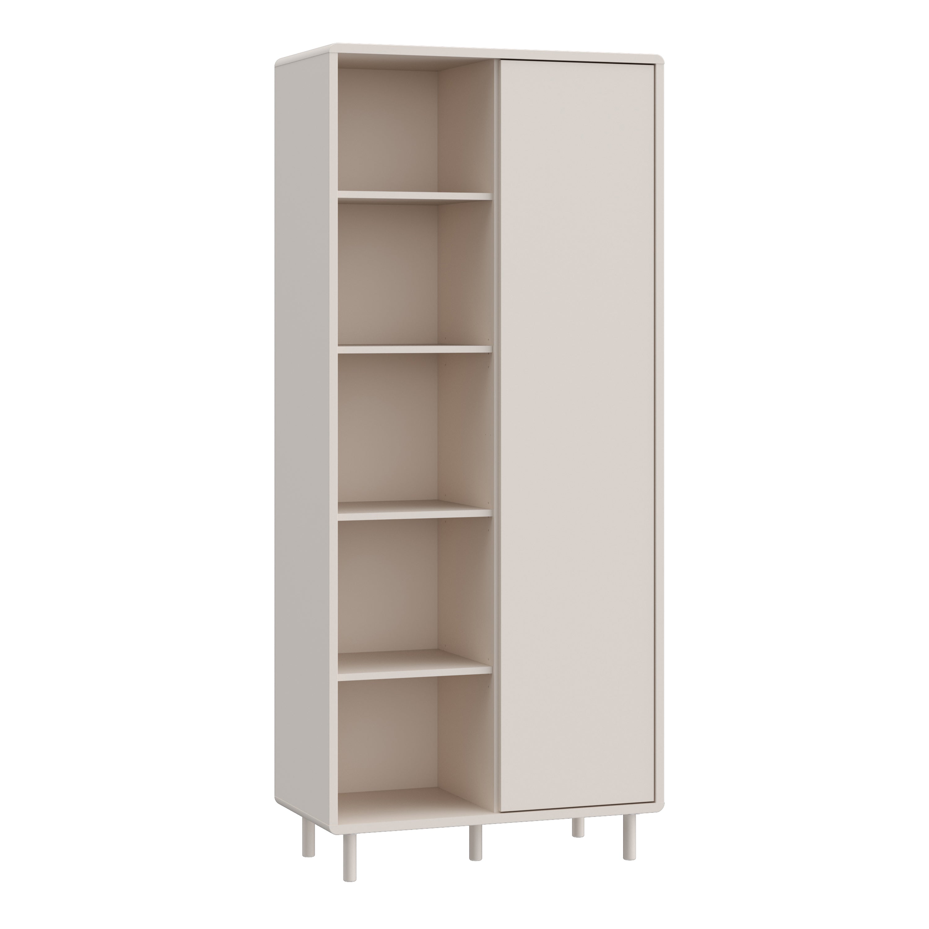 Playly Tall Storage Cabinet with Door/Open Shelving in Sand