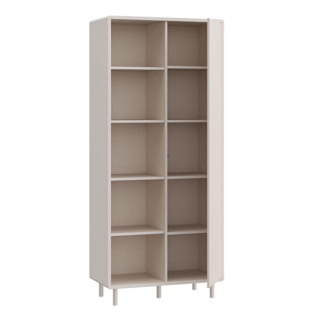 Playly Tall Storage Cabinet with Door/Open Shelving in Sand
