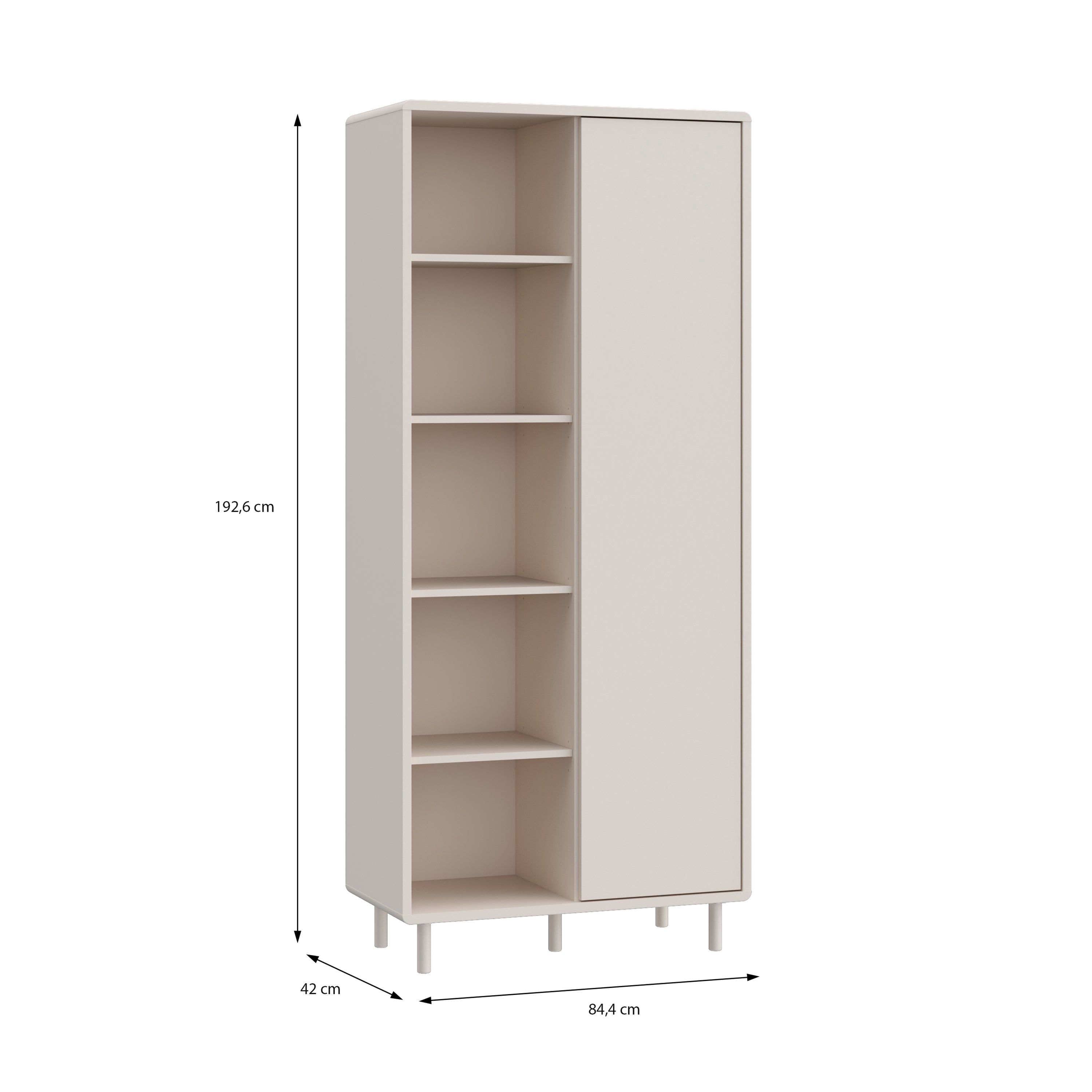 Playly Tall Storage Cabinet with Door/Open Shelving in Sand