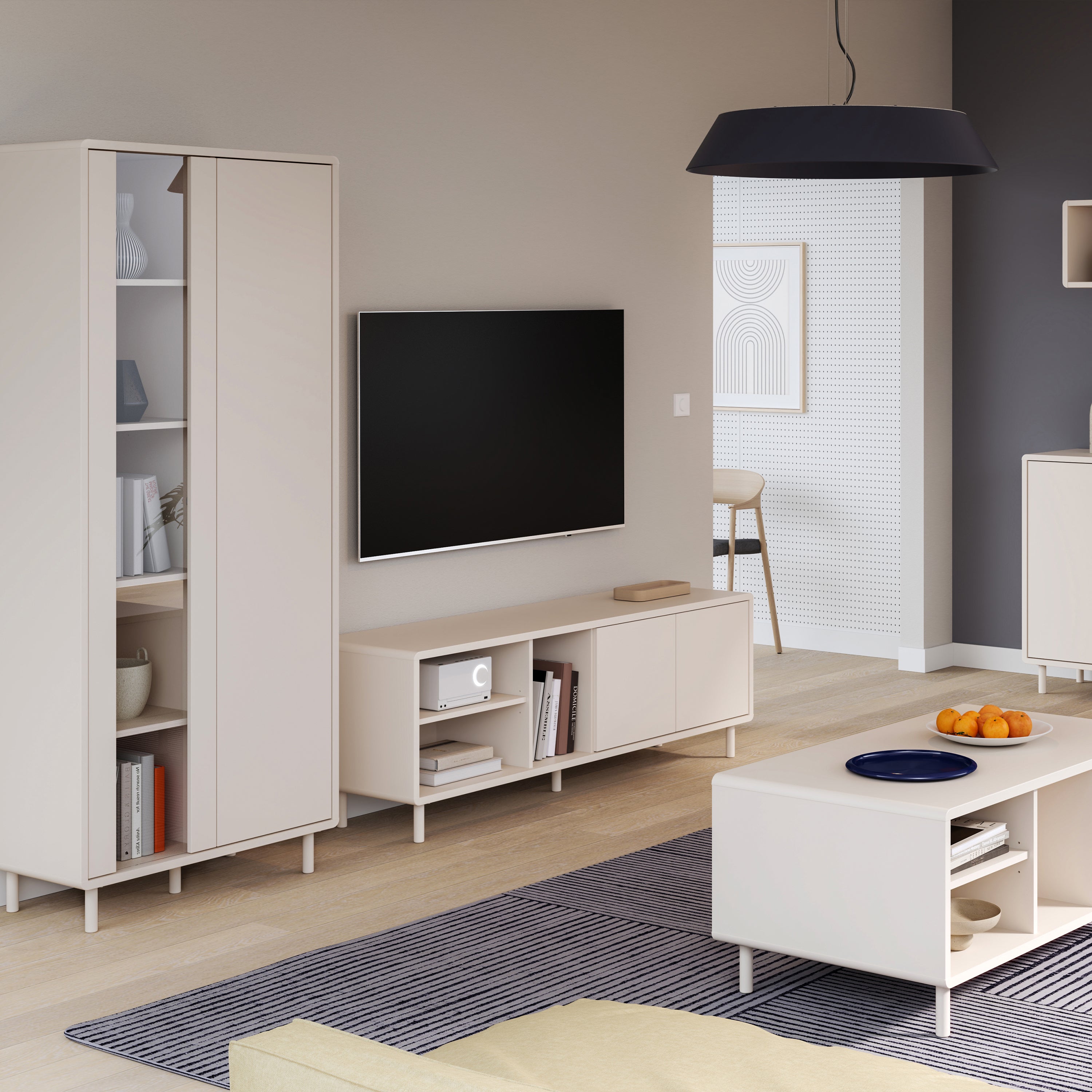 Playly TV Unit with Open Shelving and 2-Door Storage in Sand