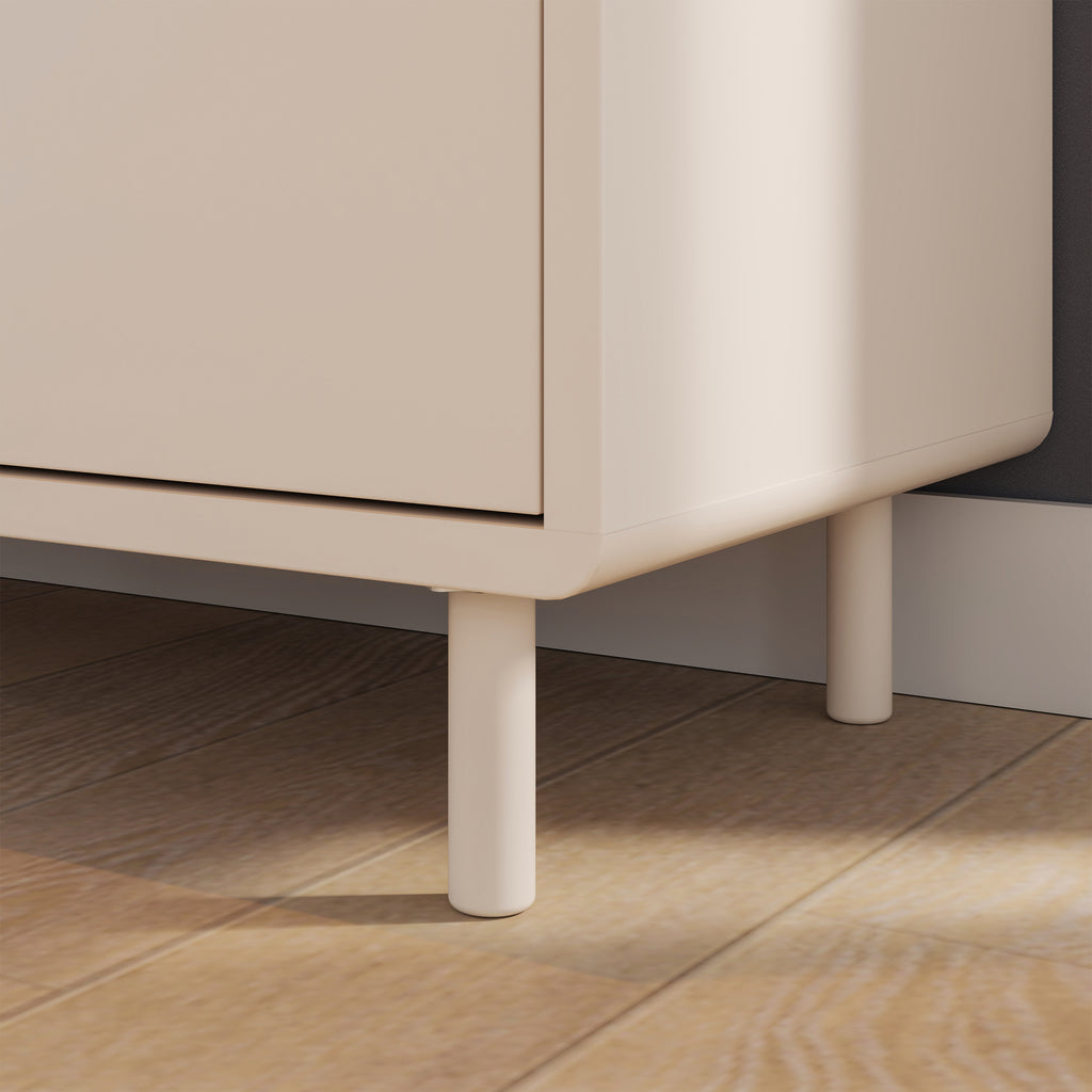 Playly Tall Storage Cabinet with Door and Concealed Open Shelving in Sand