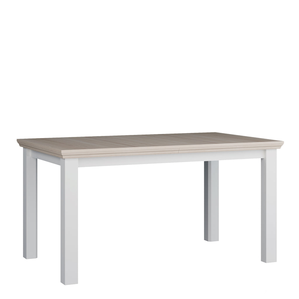 Pontypool Rectangular Dining Table 150x90cm in White and Riva Oak