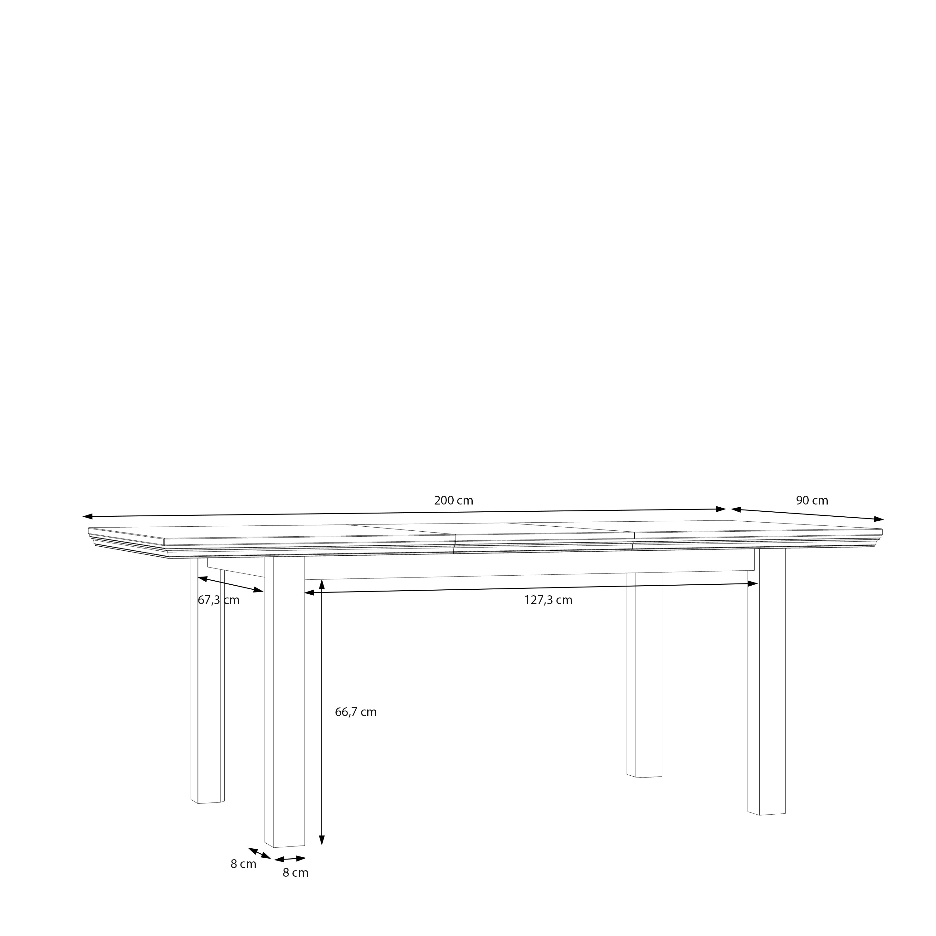 Pontypool Rectangular Dining Table 150x90cm in White and Riva Oak